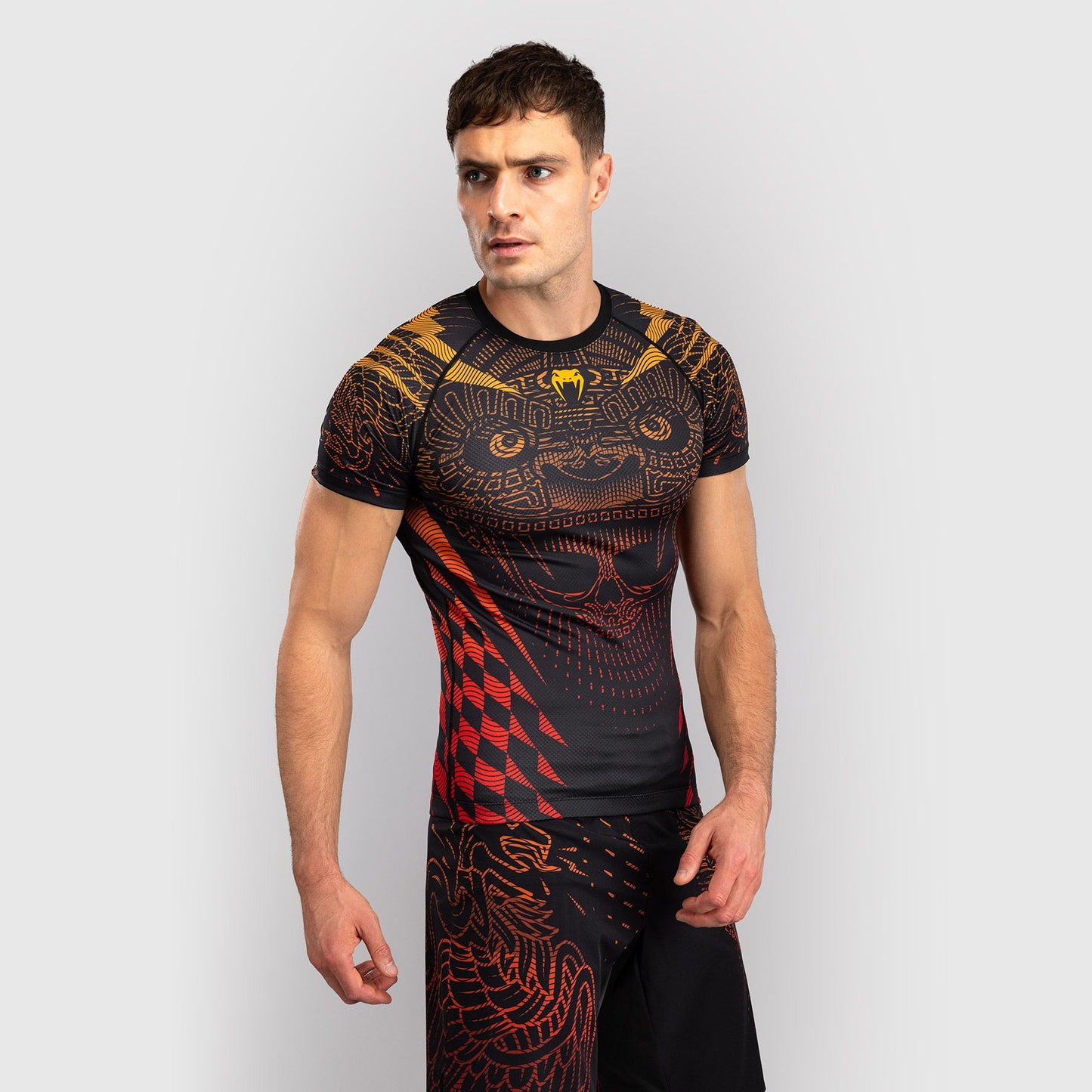 Venum Quetzal Fury Short Sleeve Rash Guard Black/Fury Red/Tangerine - The Fight Club