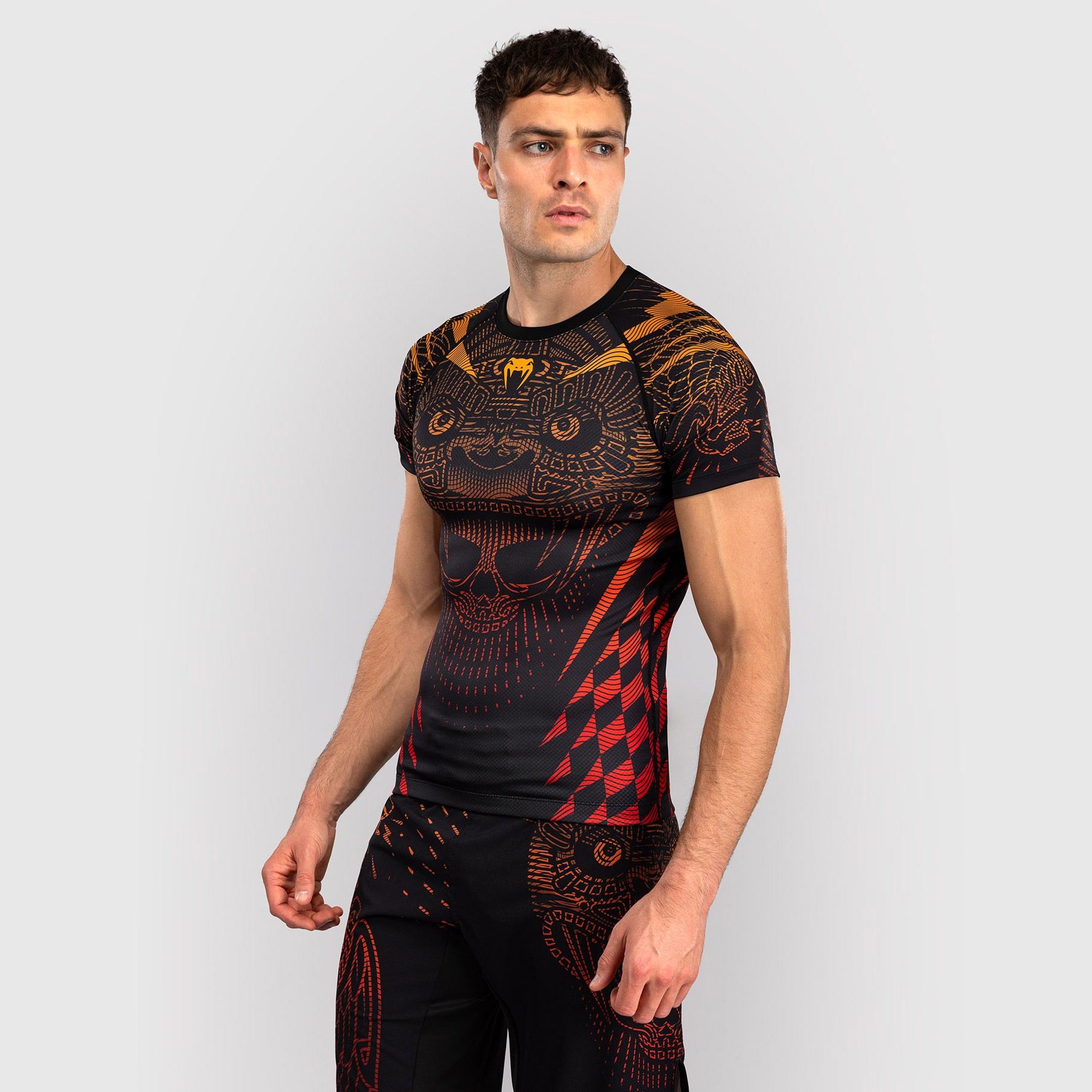 Venum Quetzal Fury Short Sleeve Rash Guard Black/Fury Red/Tangerine - The Fight Club