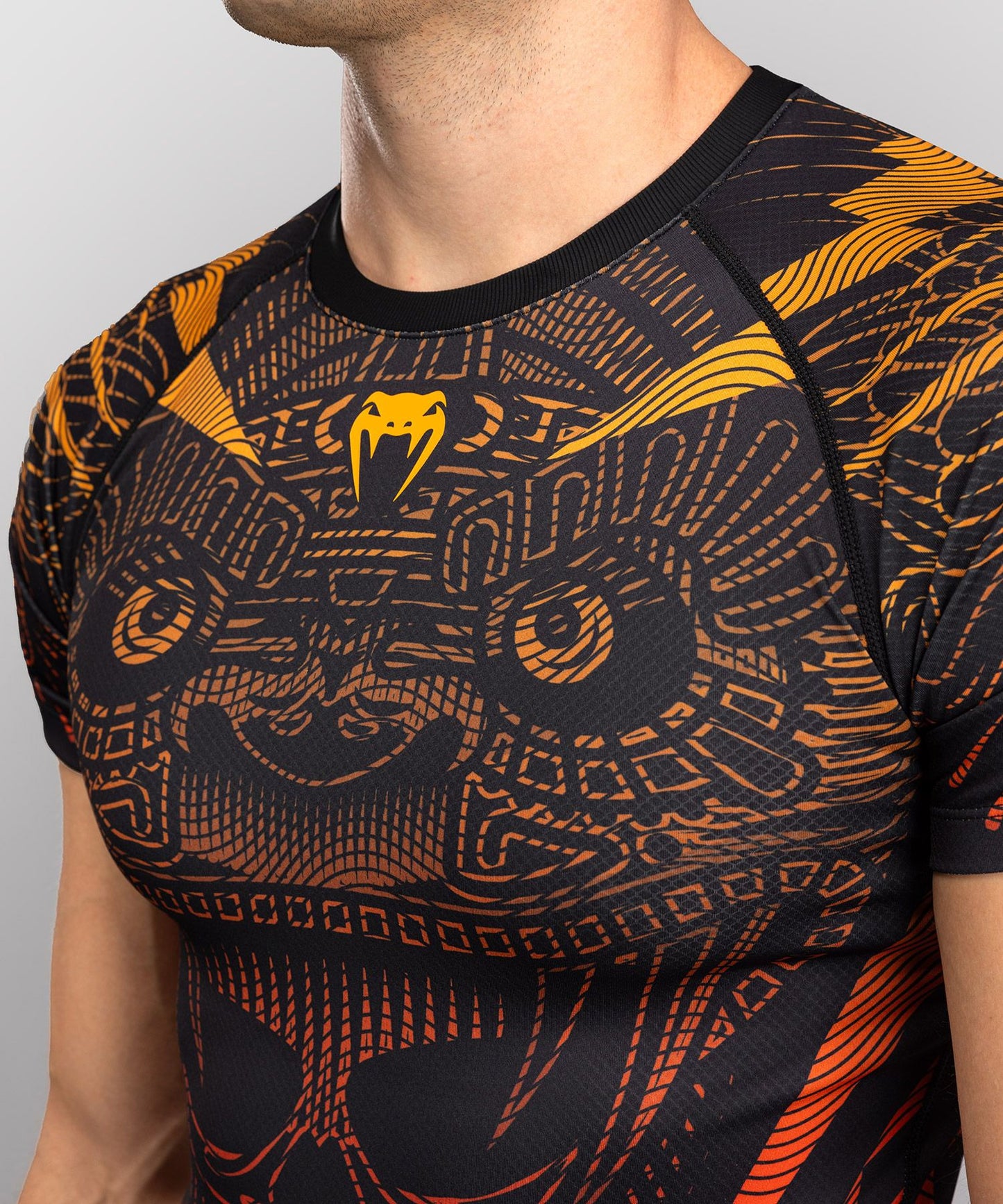 Venum Quetzal Fury Short Sleeve Rash Guard Black/Fury Red/Tangerine - The Fight Club
