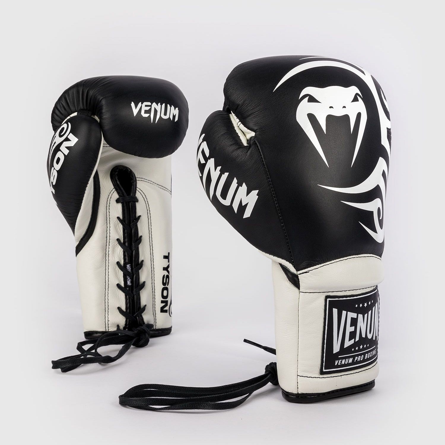 Venum Giant 2.0 Mike Tyson Pro Boxing Gloves with Laces Deep Black/Optical White - The Fight Club