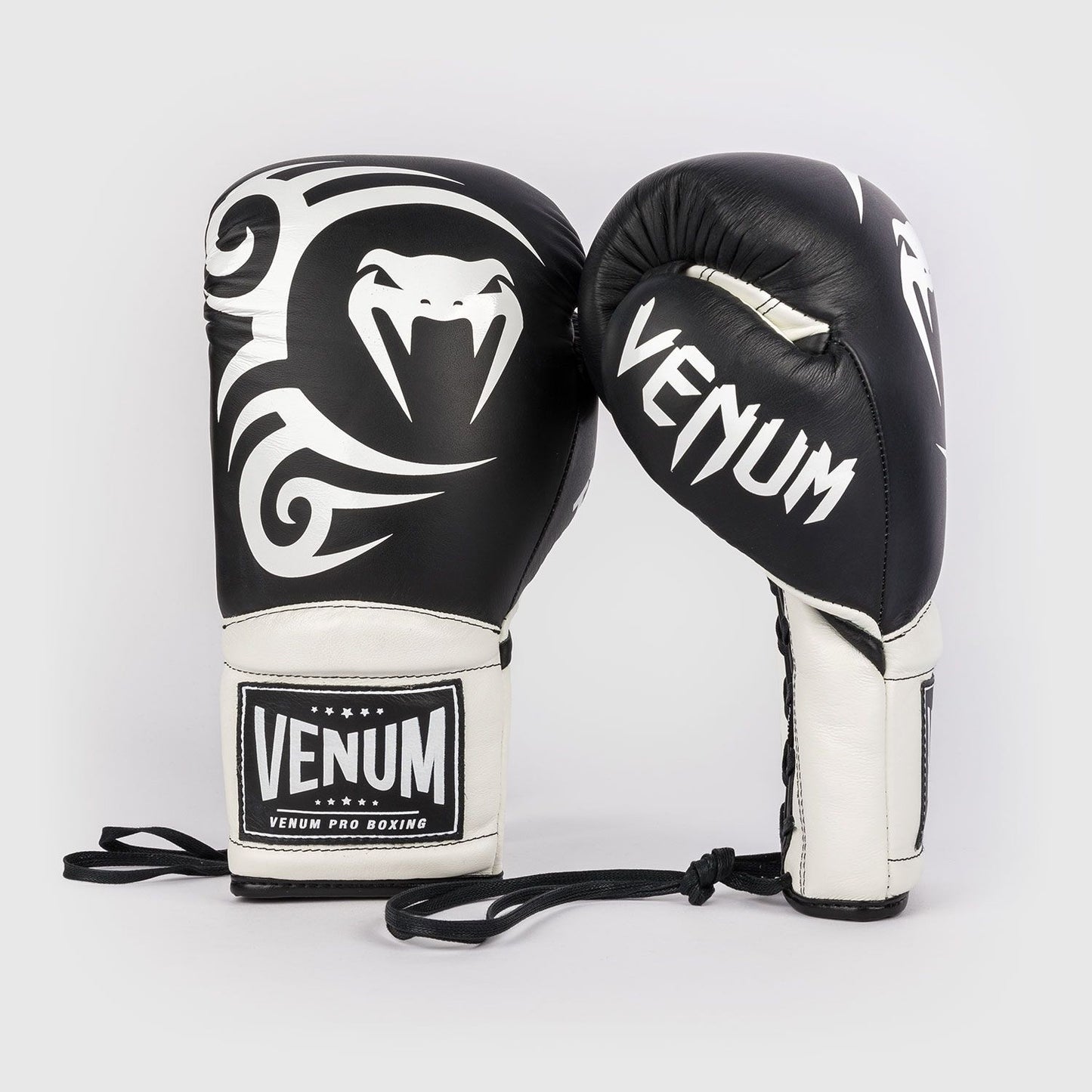 Venum Giant 2.0 Mike Tyson Pro Boxing Gloves with Laces Deep Black/Optical White - The Fight Club