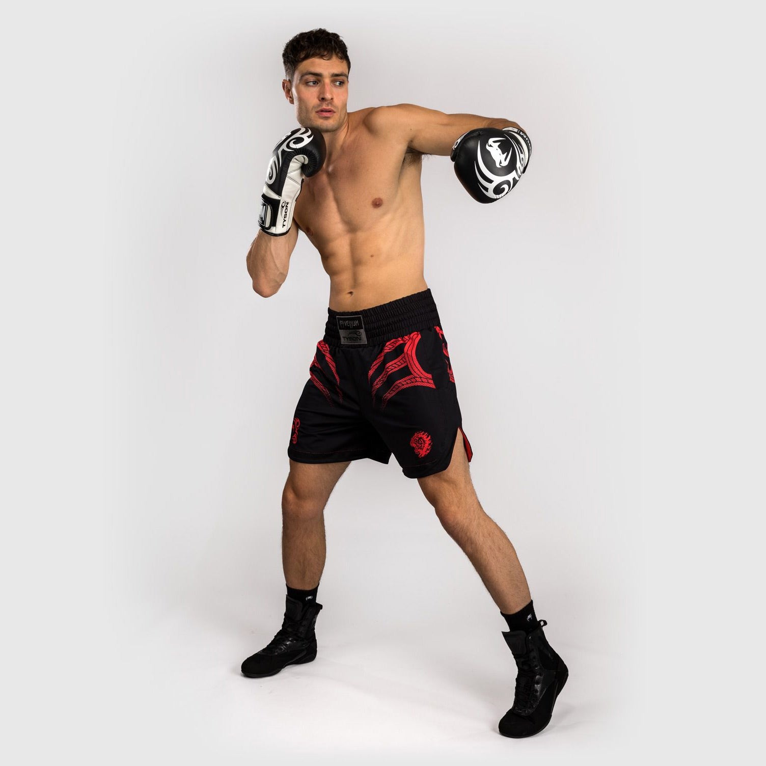 Venum x Mike Tyson Tiger Boxing Shorts Deep Black/Intense Red - The Fight Club