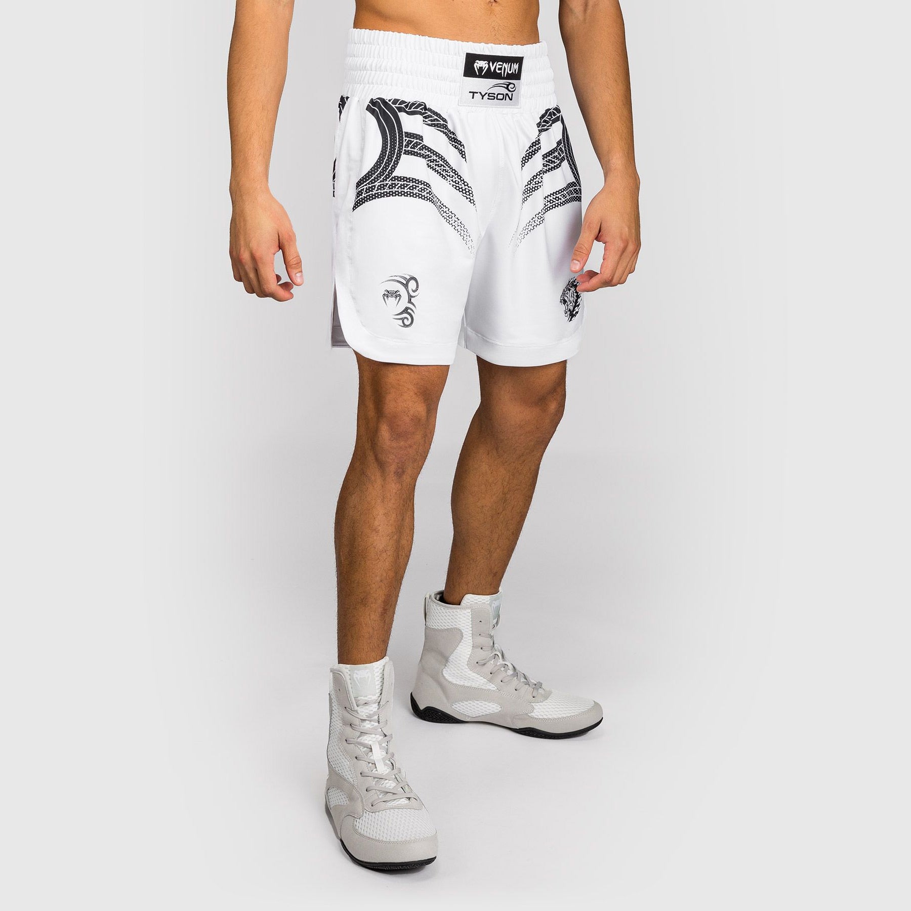Venum x Mike Tyson Tiger Boxing Shorts Optical White/Deep Black - The Fight Club