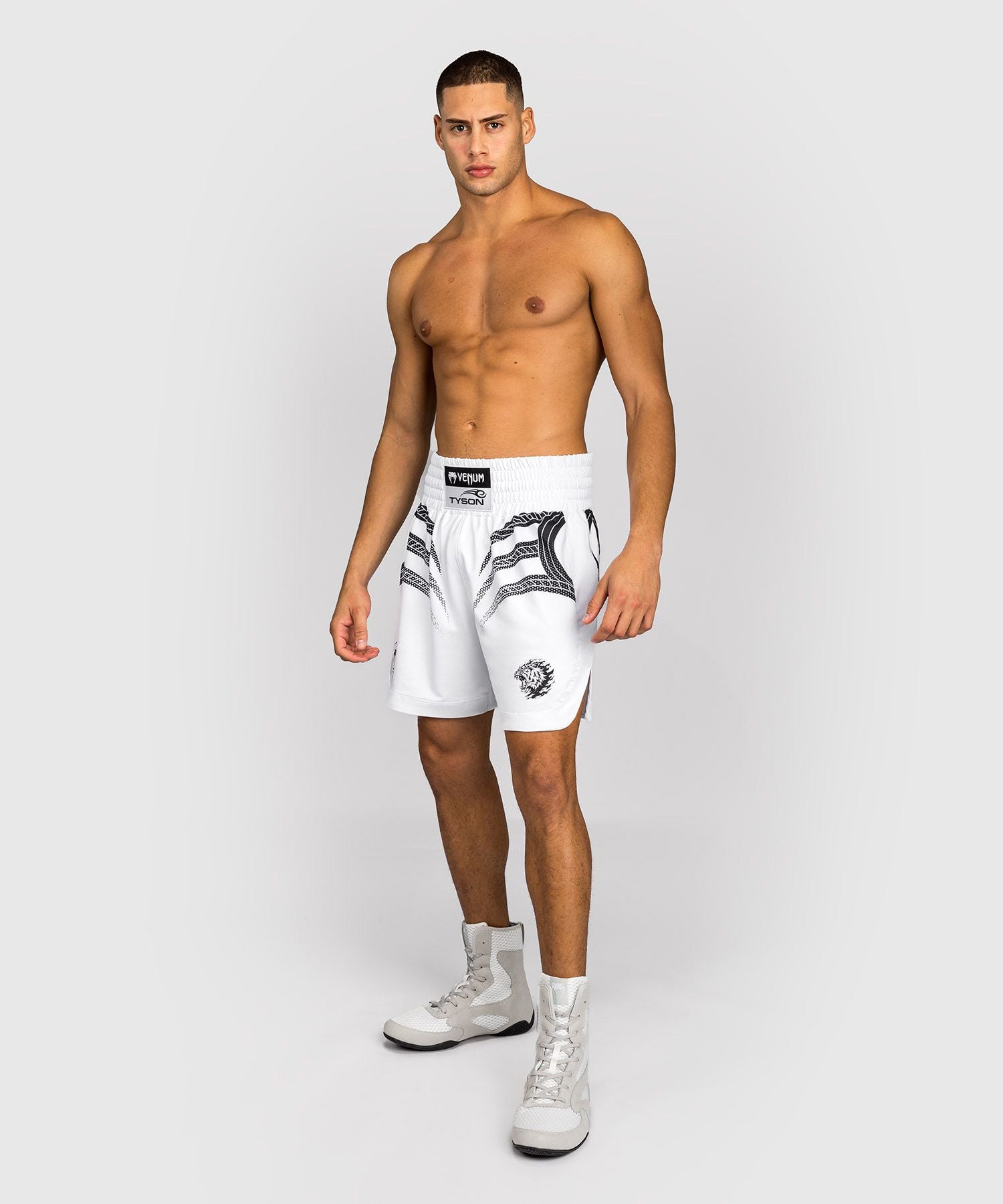 Venum x Mike Tyson Tiger Boxing Shorts Optical White/Deep Black - The Fight Club