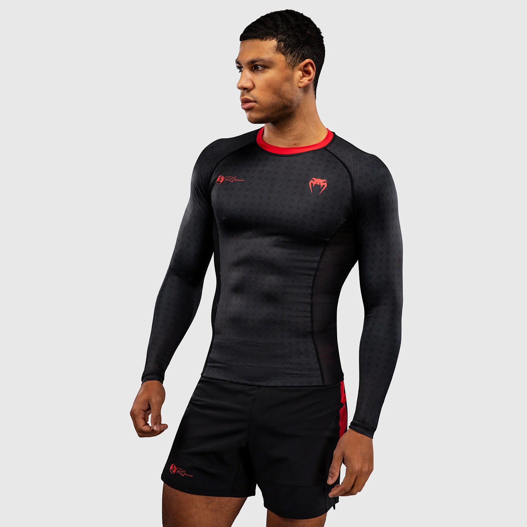 Venum x Roger Gracie Signature Long Sleeve Rash Guard Black/Red - The Fight Club