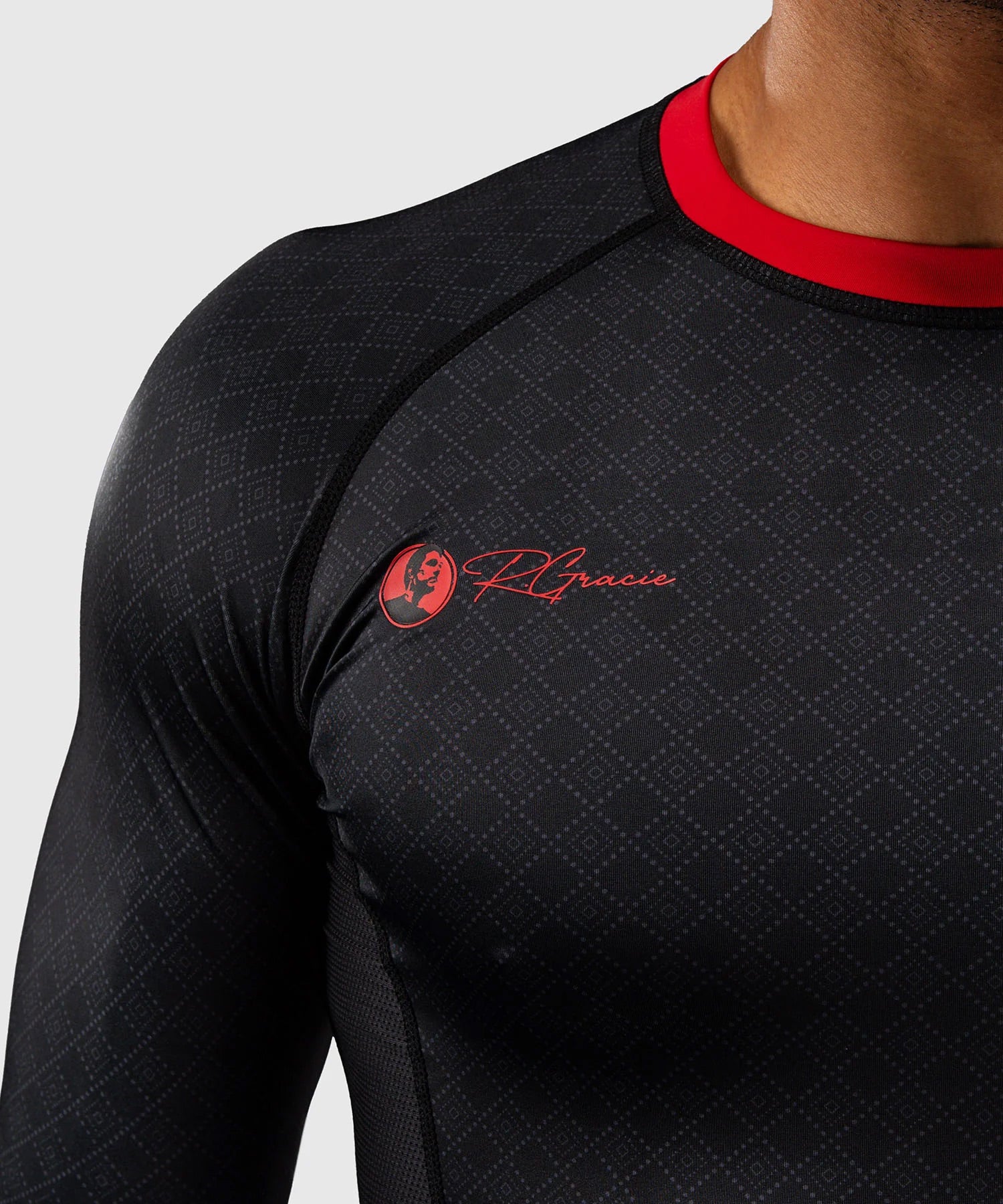 Venum x Roger Gracie Signature Long Sleeve Rash Guard Black/Red - The Fight Club