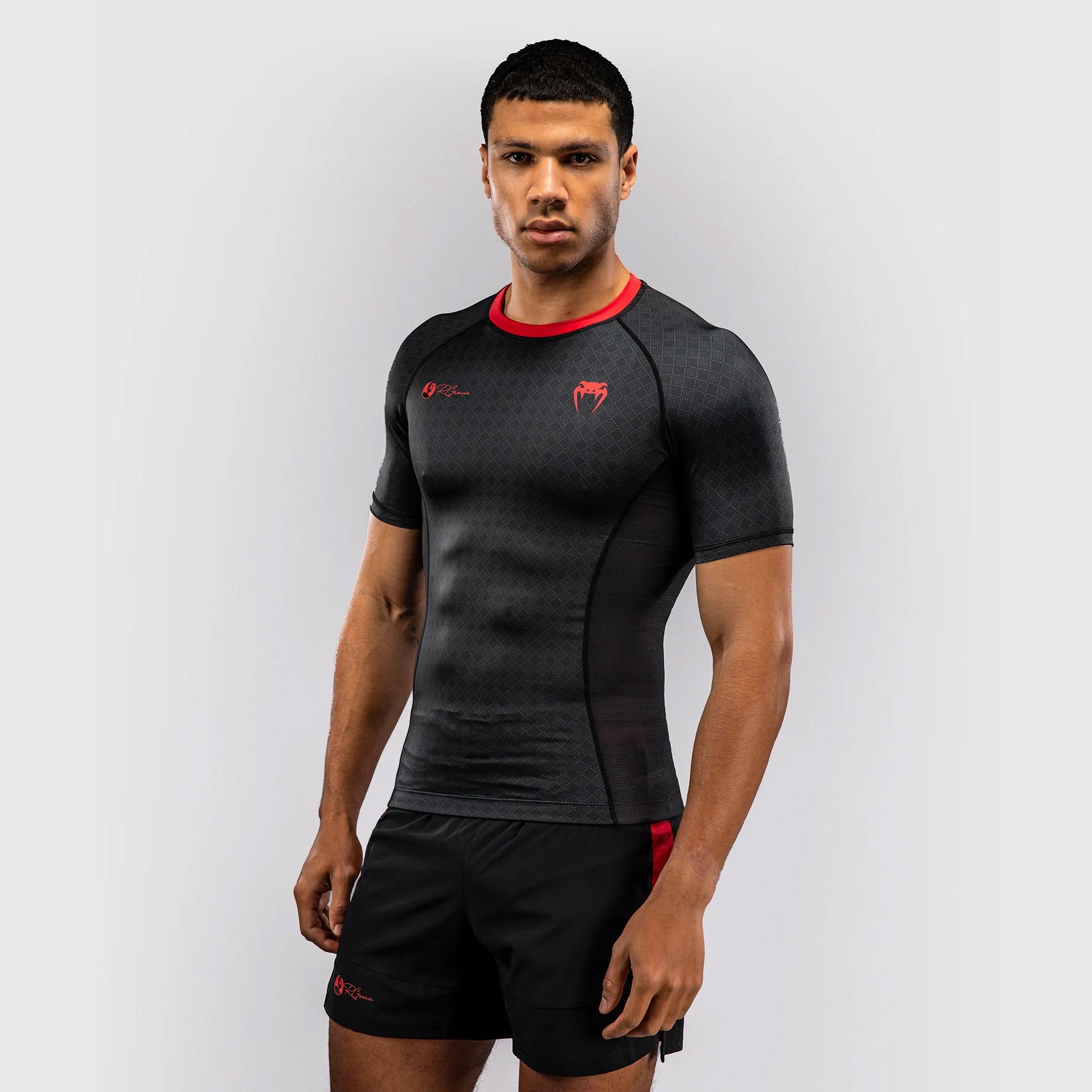 Venum x Roger Gracie Signature Short Sleeve Rash Guard Black/Red - The Fight Club