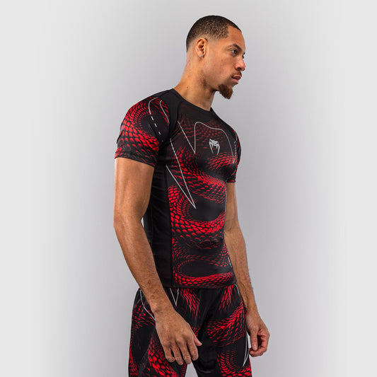 Venum Matupa Short Sleeve Rash Guard Black/Red/Silver - The Fight Club