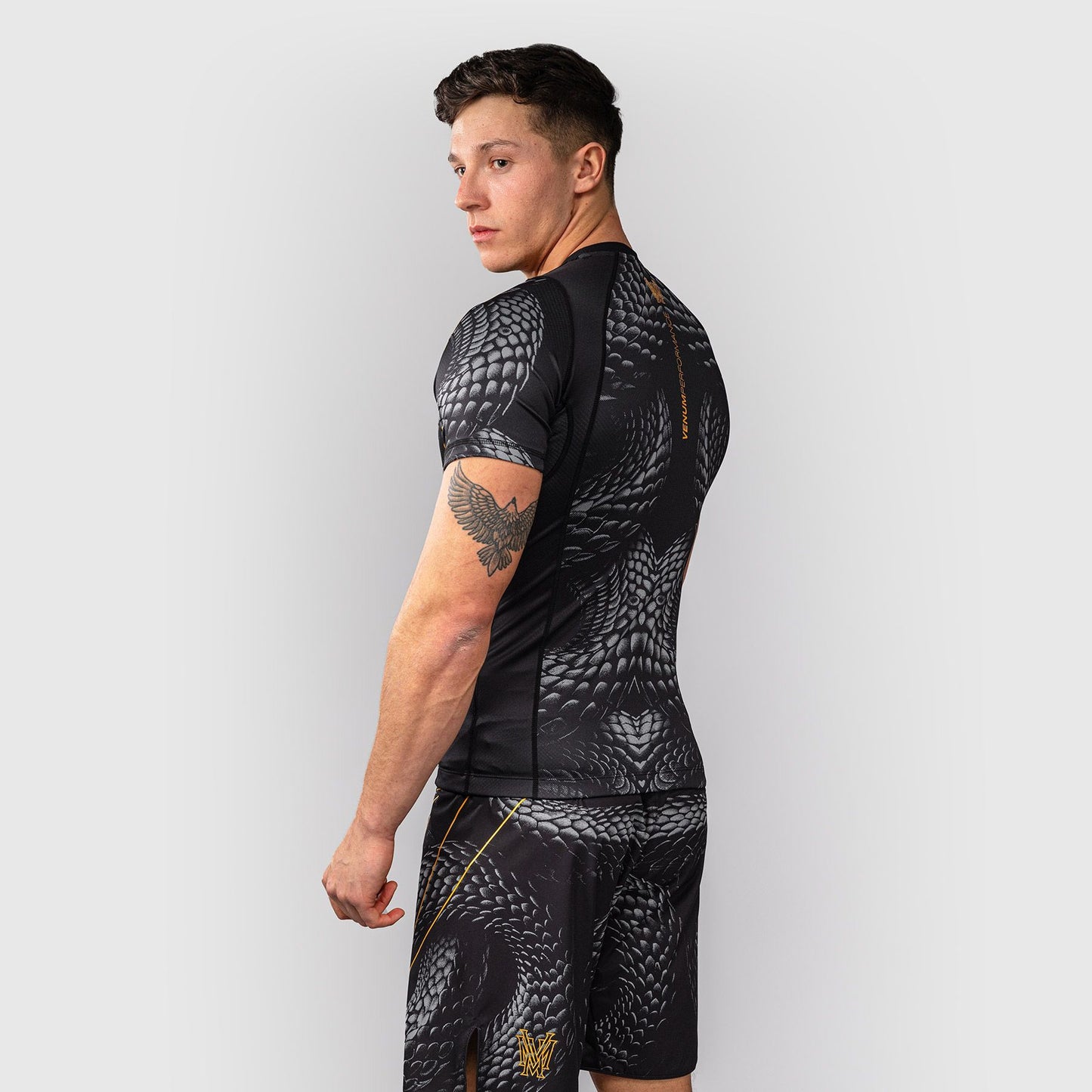 Venum Matupa Short Sleeve Rash Guard Black/Grey/Gold - The Fight Club