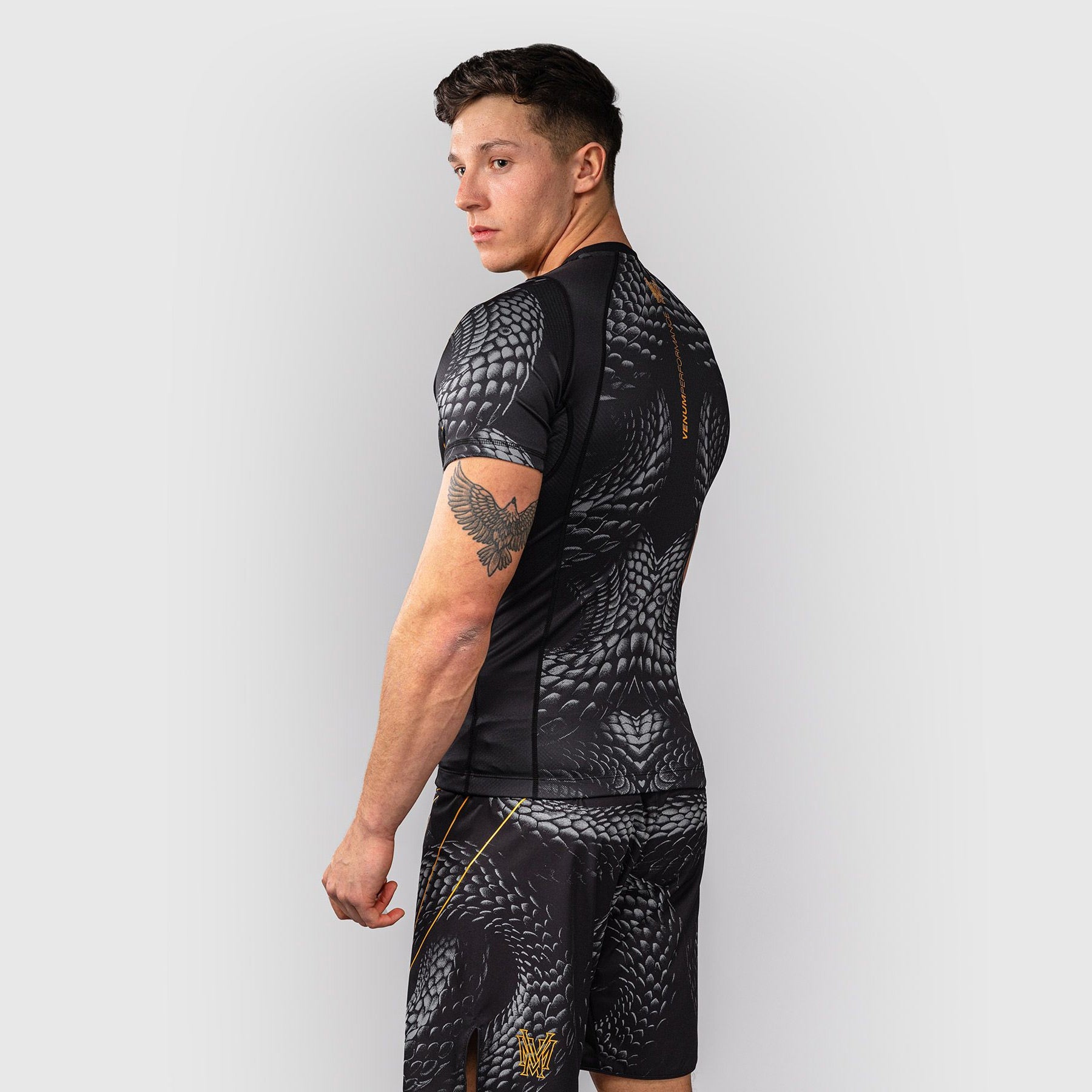 Venum Matupa Short Sleeve Rash Guard Black/Grey/Gold - The Fight Club