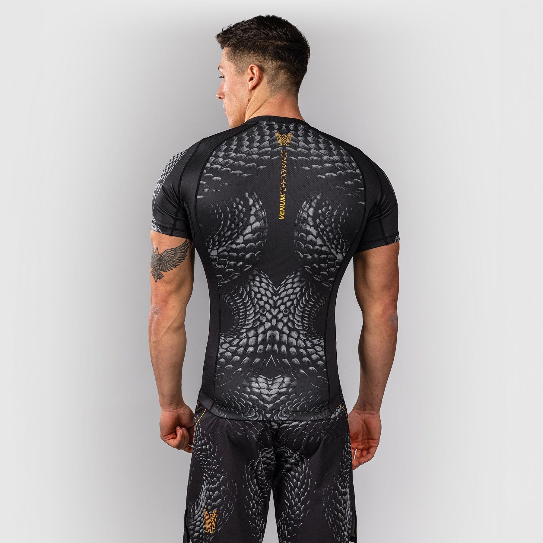 Venum Matupa Short Sleeve Rash Guard Black/Grey/Gold - The Fight Club