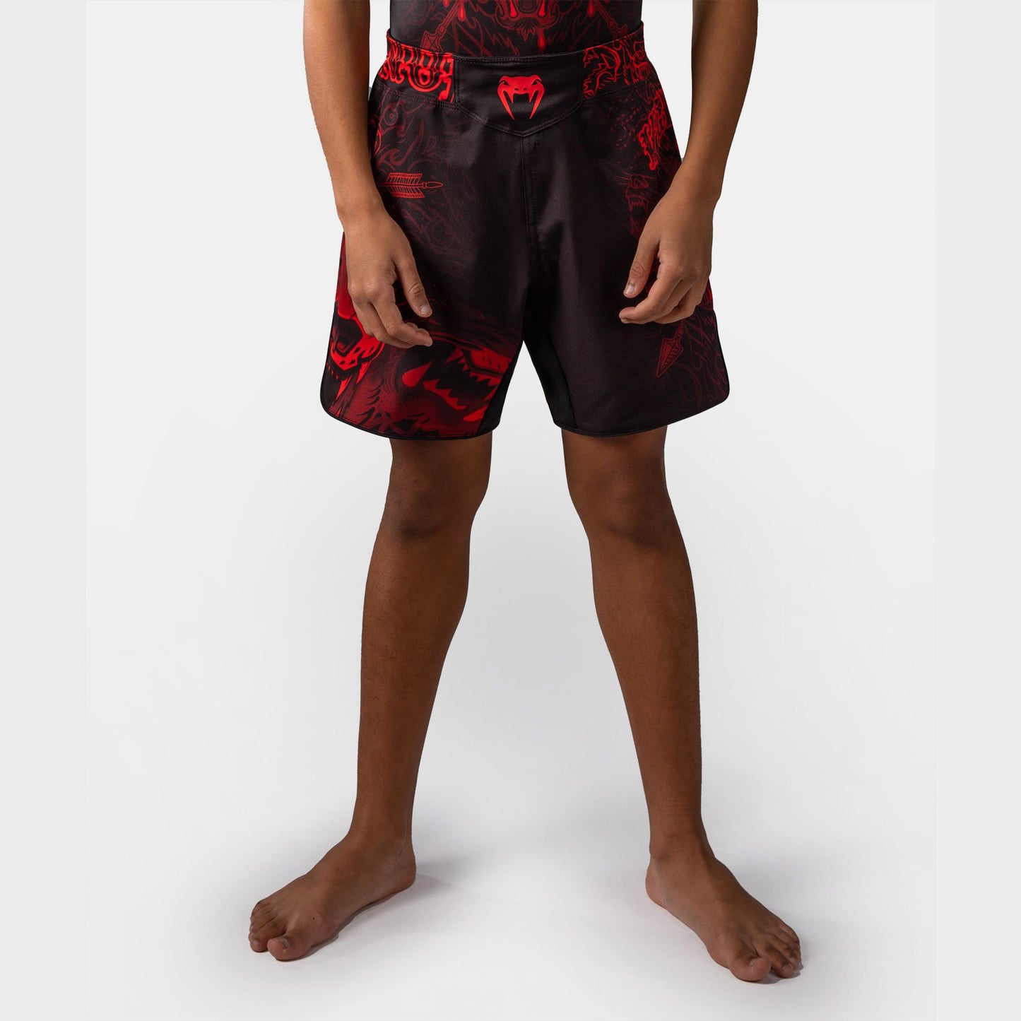 Venum Wolf Atak Kids Fight Shorts - Black/Red