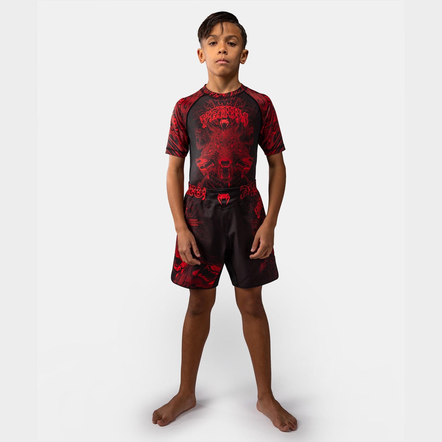 Venum Wolf Atak Kids Fight Shorts - Black/Red