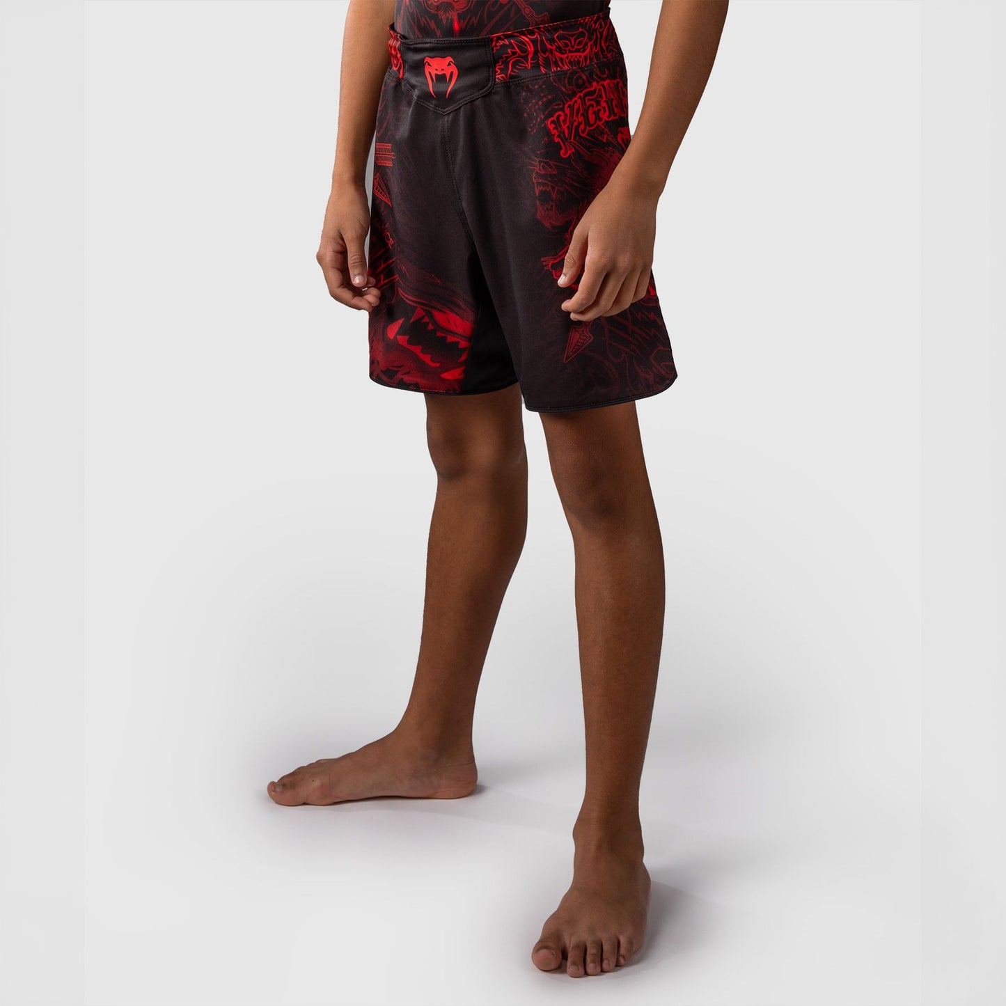 Venum Wolf Atak Kids Fight Shorts - Black/Red