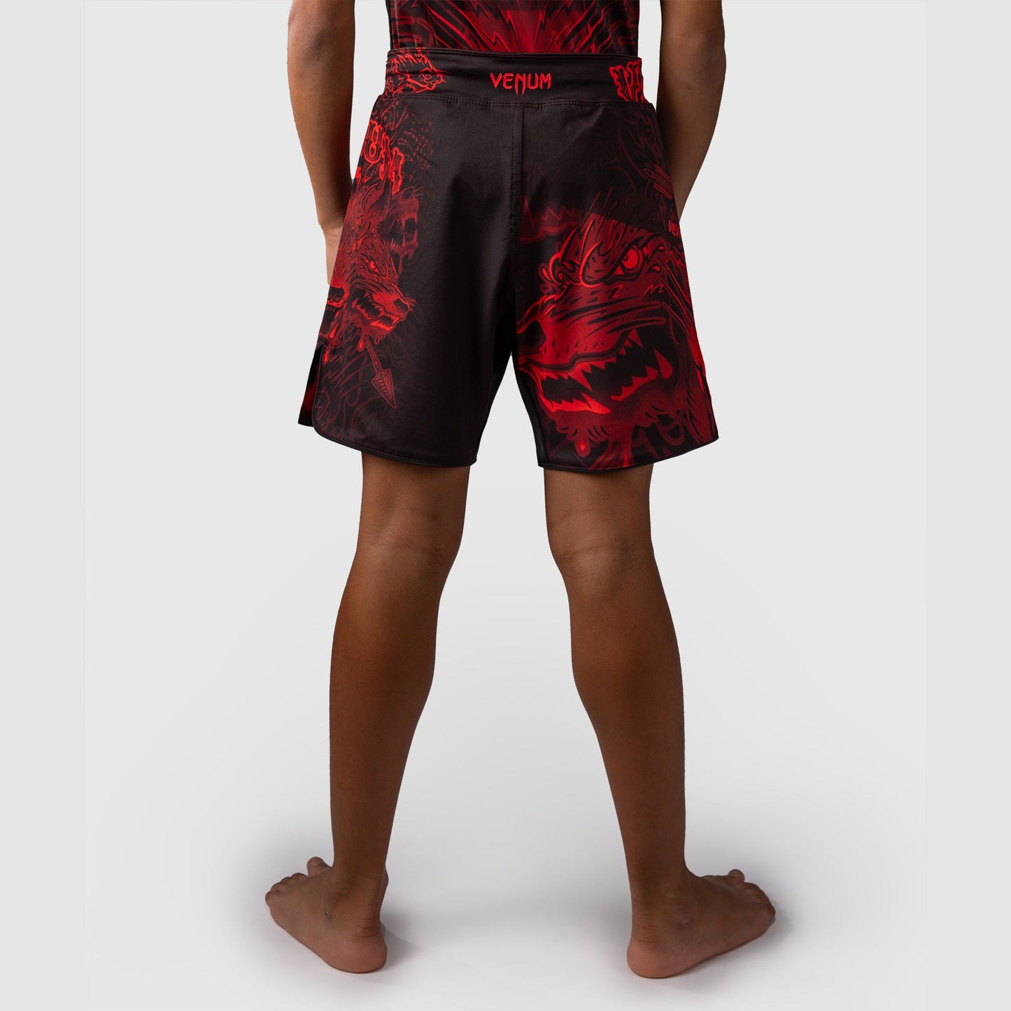 Venum Wolf Atak Kids Fight Shorts - Black/Red
