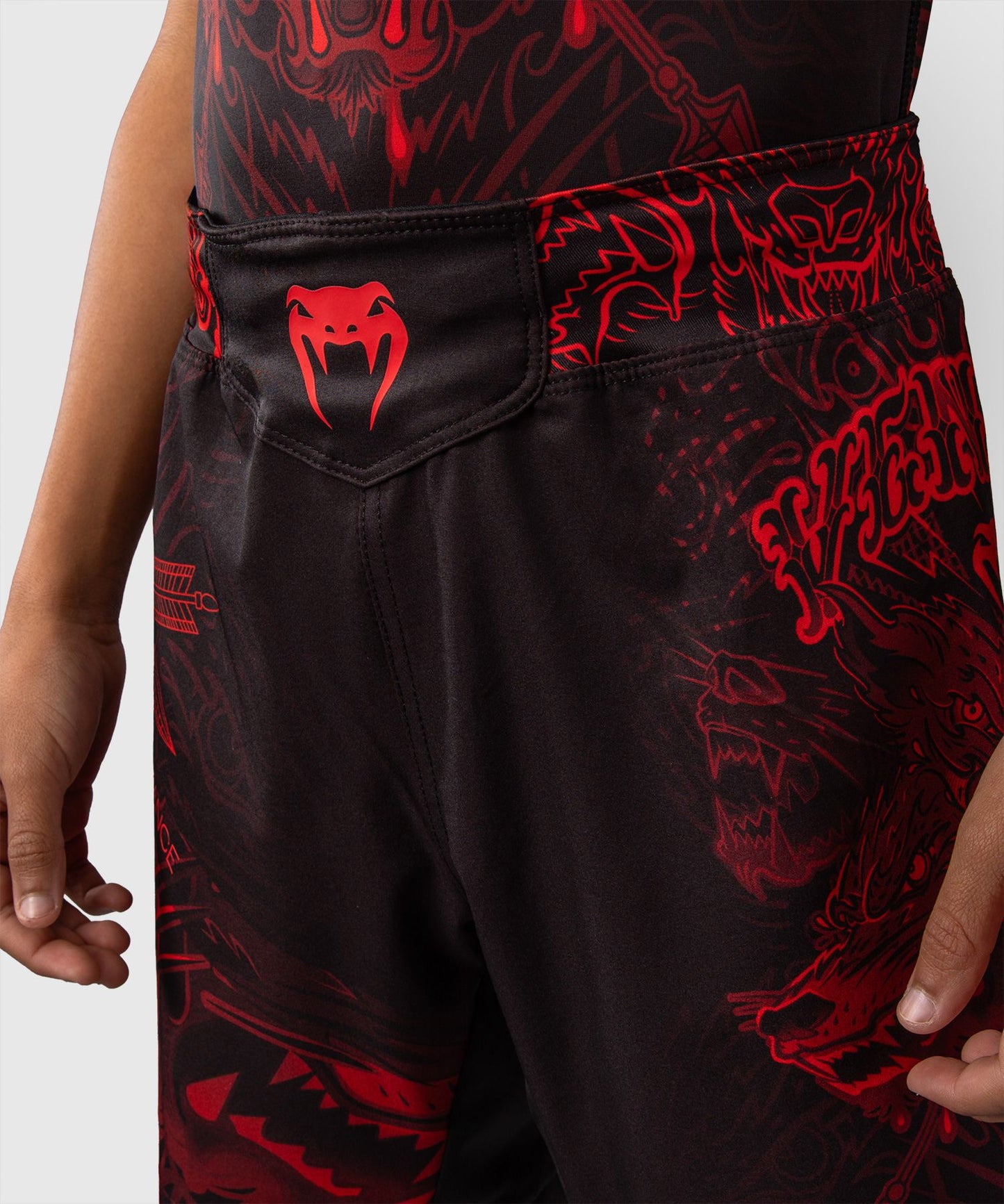 Venum Wolf Atak Kids Fight Shorts - Black/Red