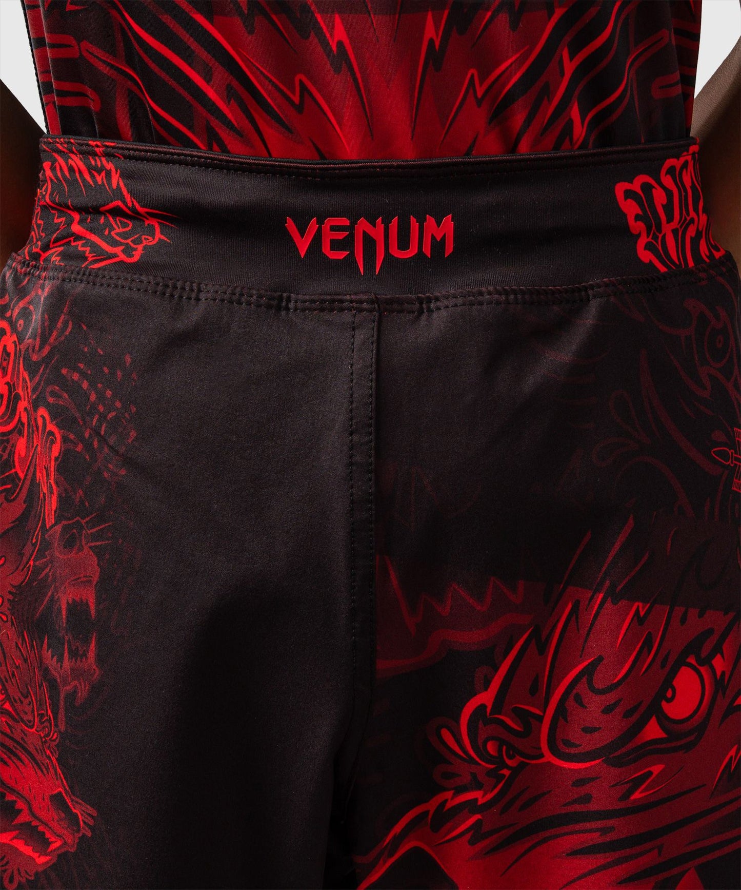 Venum Wolf Atak Kids Fight Shorts - Black/Red