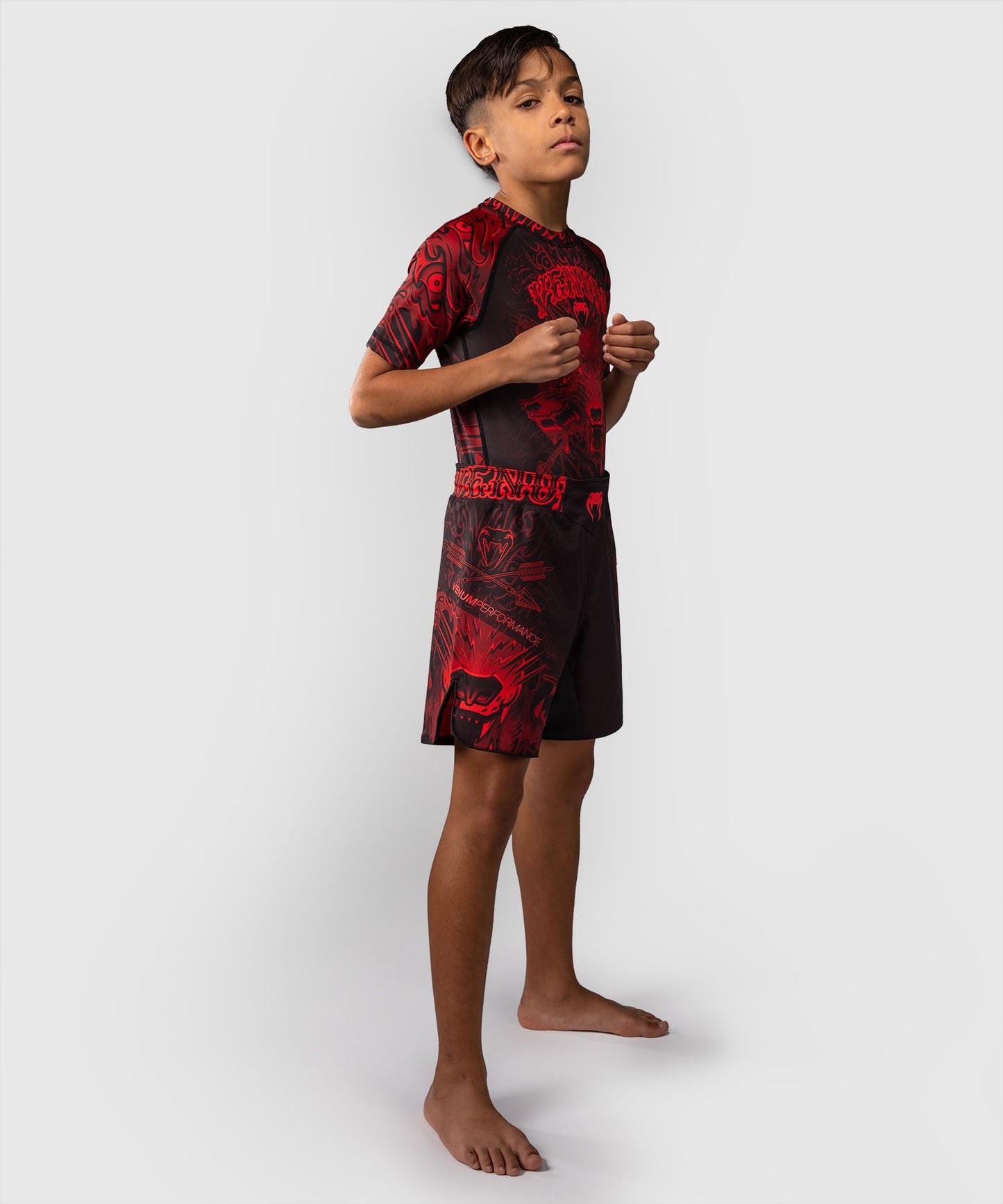 Venum Wolf Atak Kids Fight Shorts - Black/Red