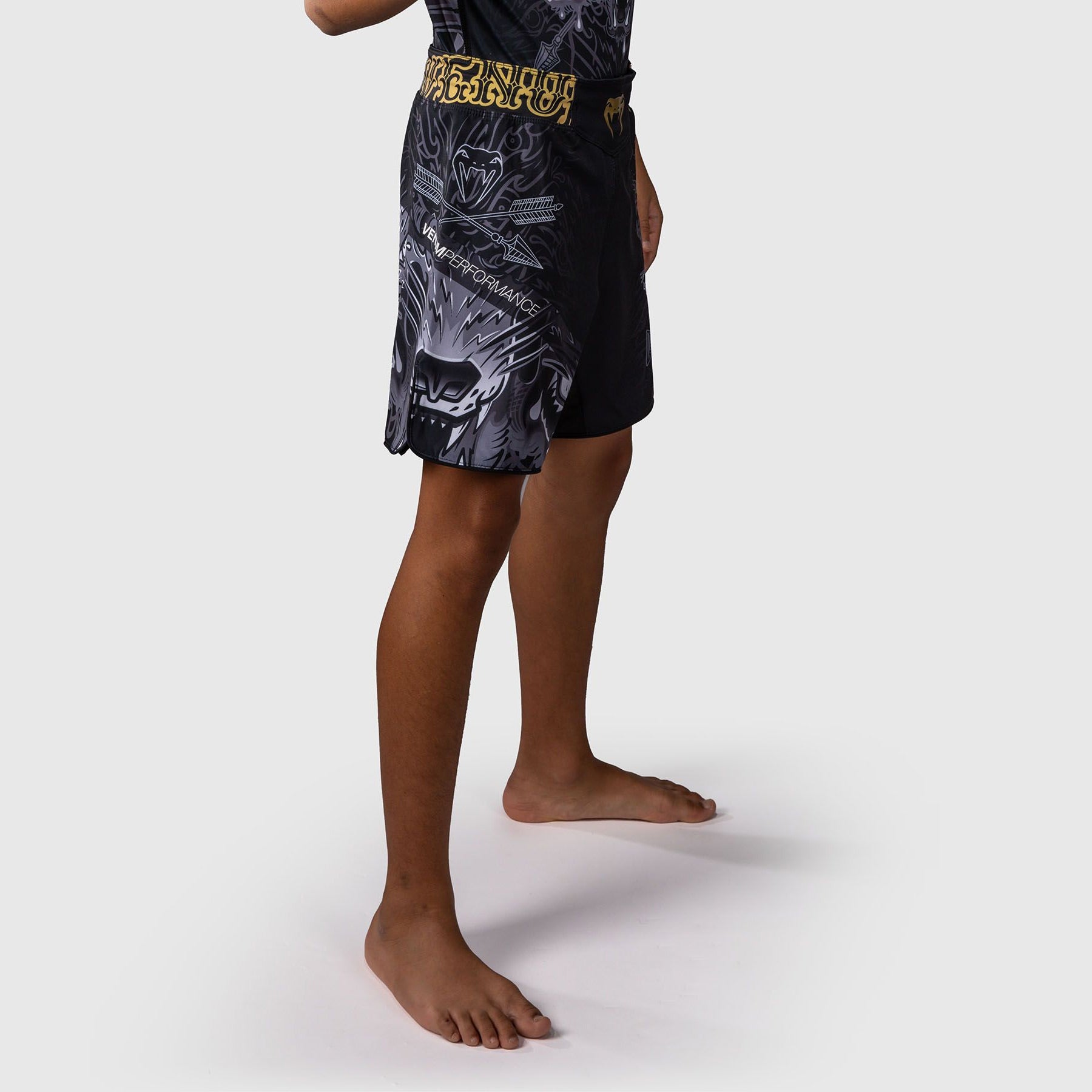 Venum Wolf Atak Kids Fight Shorts Black/Grey - The Fight Club