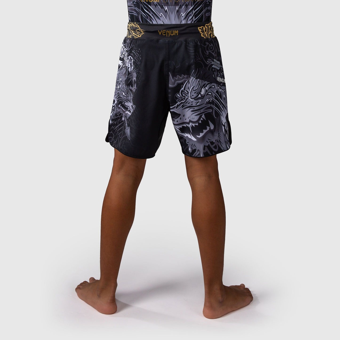 Venum Wolf Atak Kids Fight Shorts Black/Grey - The Fight Club