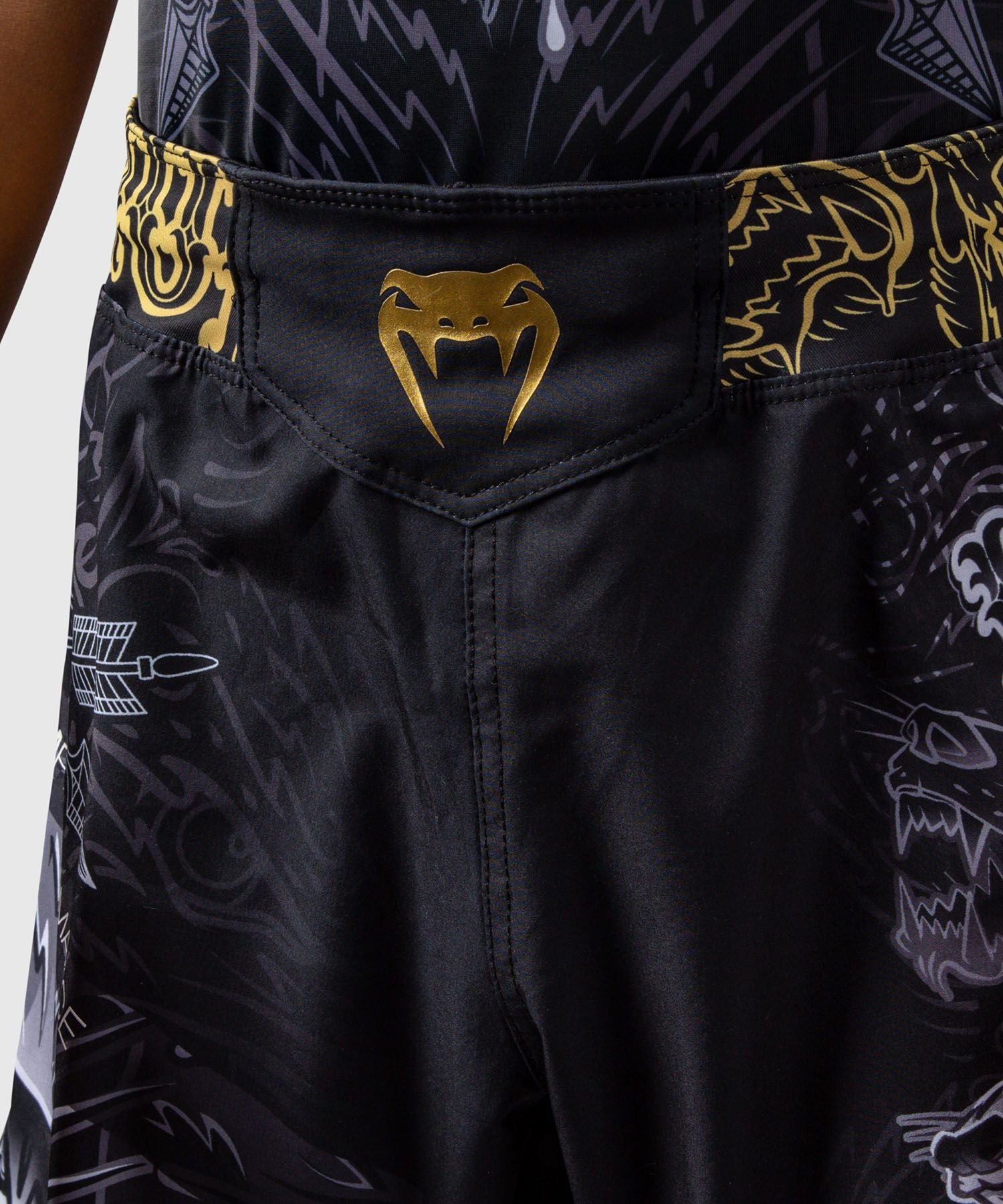 Venum Wolf Atak Kids Fight Shorts Black/Grey - The Fight Club
