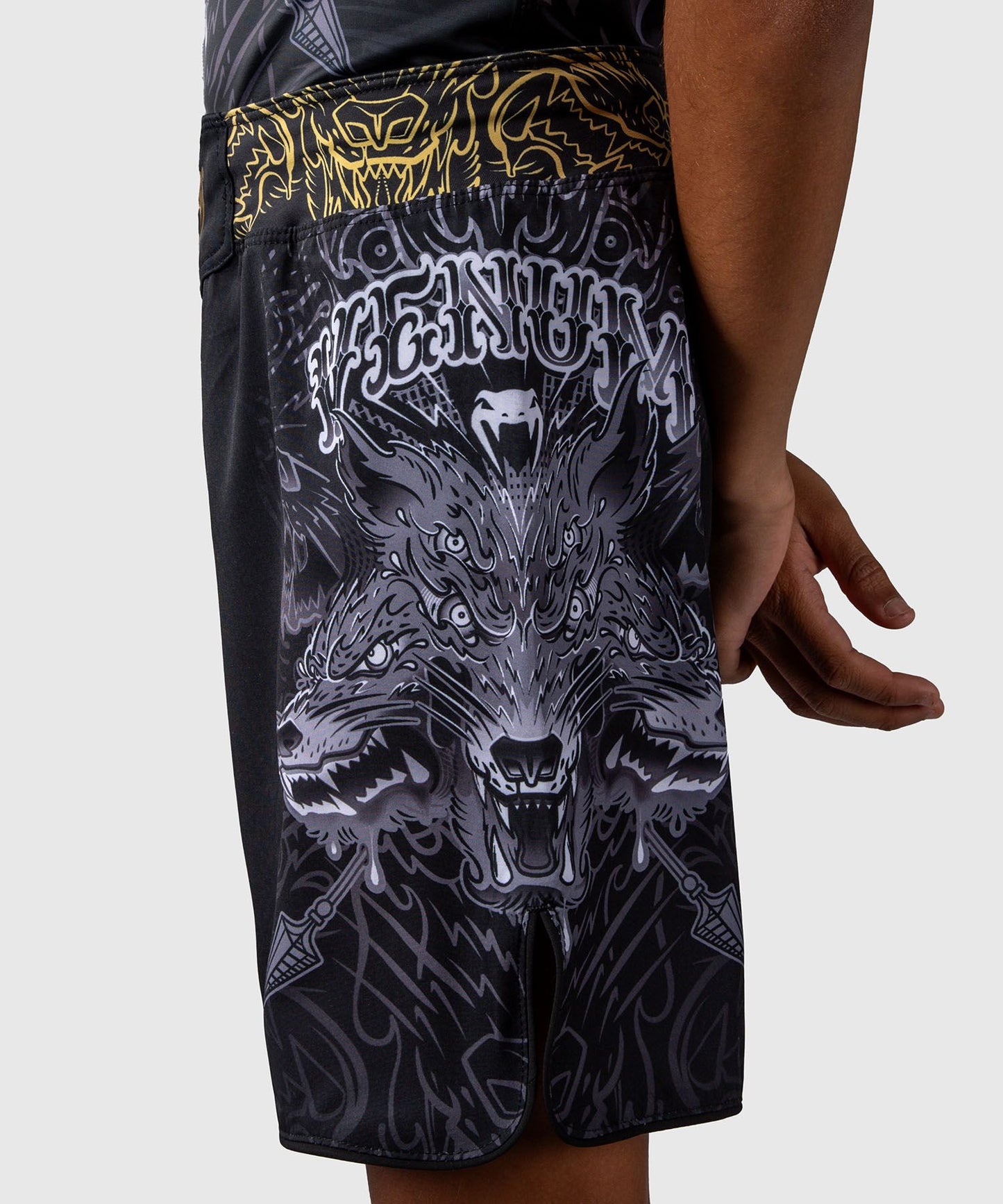 Venum Wolf Atak Kids Fight Shorts Black/Grey - The Fight Club
