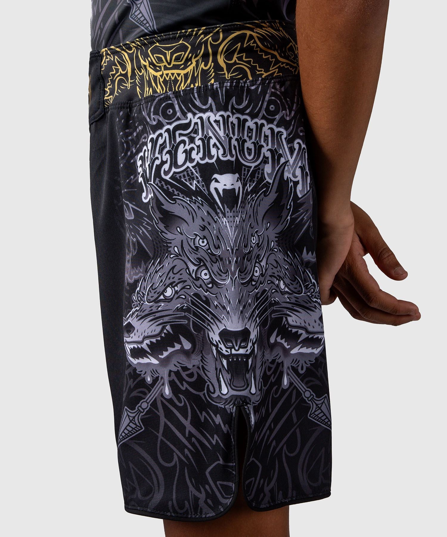 Venum Wolf Atak Kids Fight Shorts Black/Grey - The Fight Club