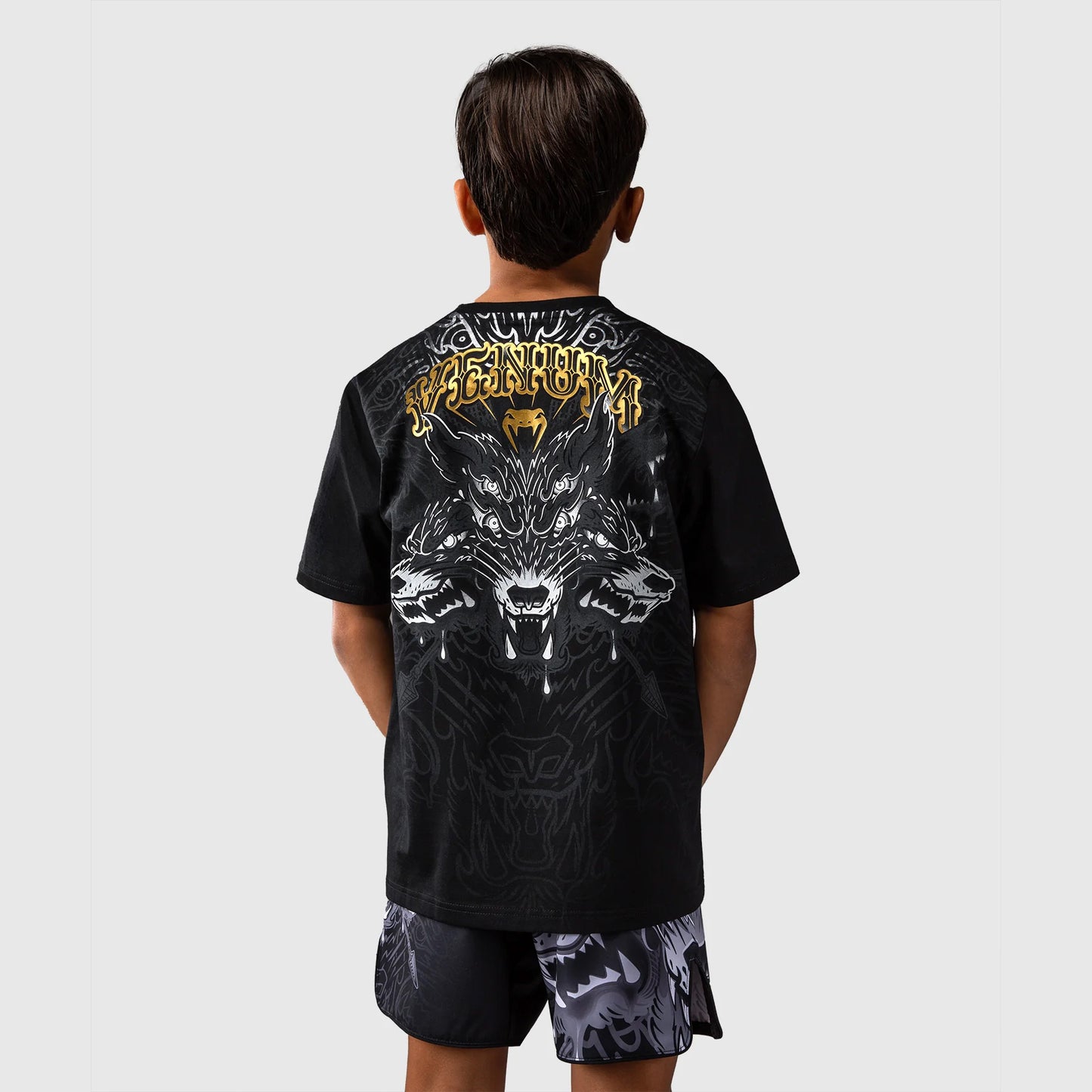 Venum Wolf Atak Kids T-Shirt Black/Grey - The Fight Club