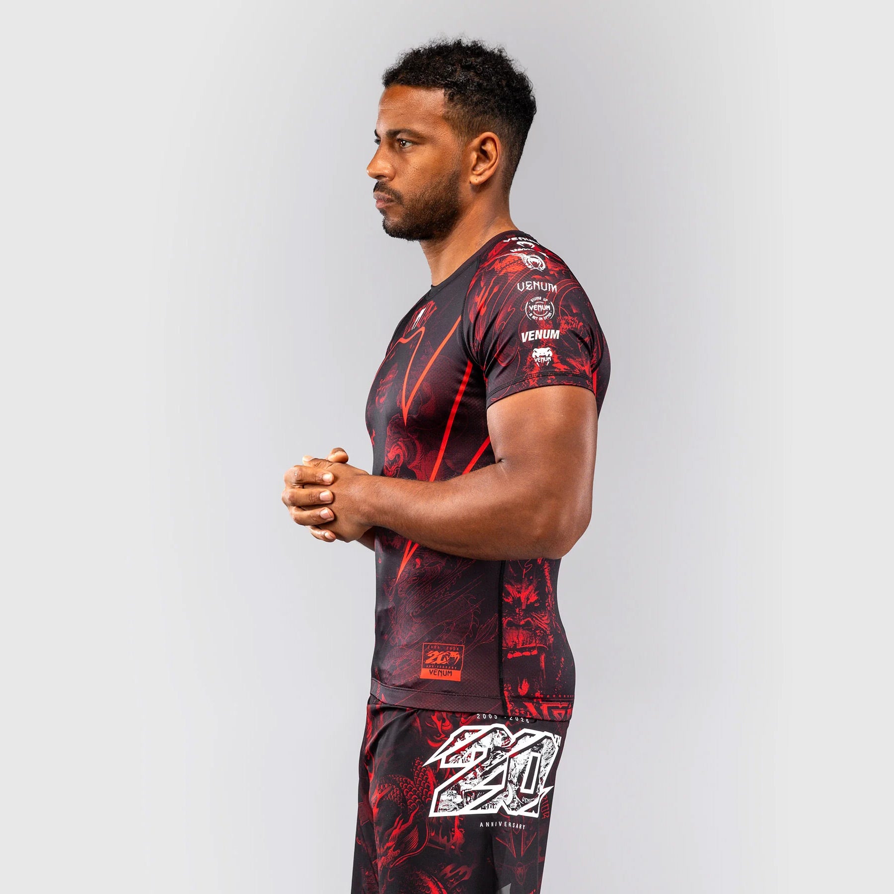 Venum 20th Anniversary Short Sleeve Rash Guard Black/Red - The Fight Club