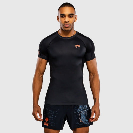 Venum Thunder Dragon Short Sleeves Rash Guard Black/Grey/Copper - The Fight Club