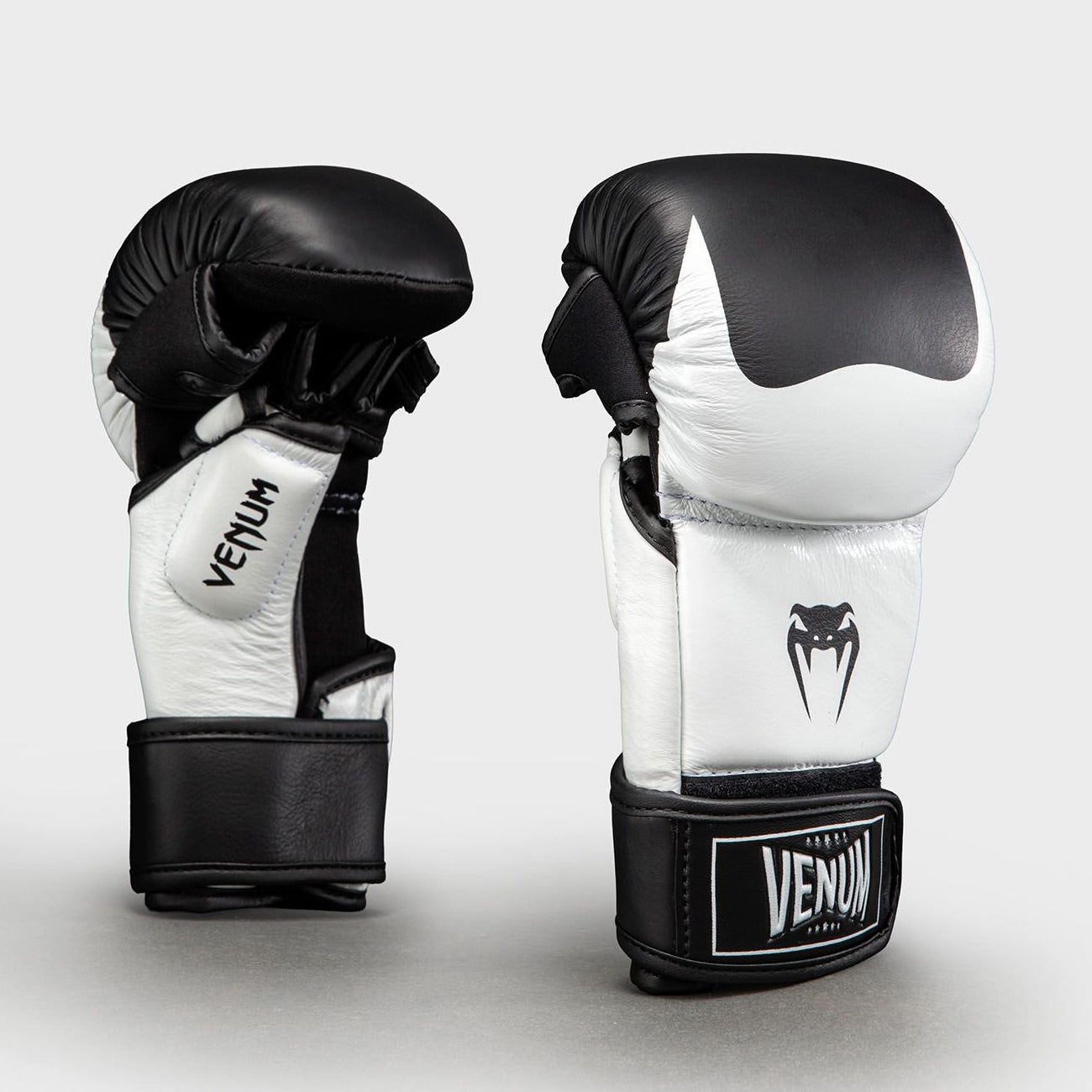 Venum Attack 2.0 Sparring Gloves Leather Black/White - The Fight Club