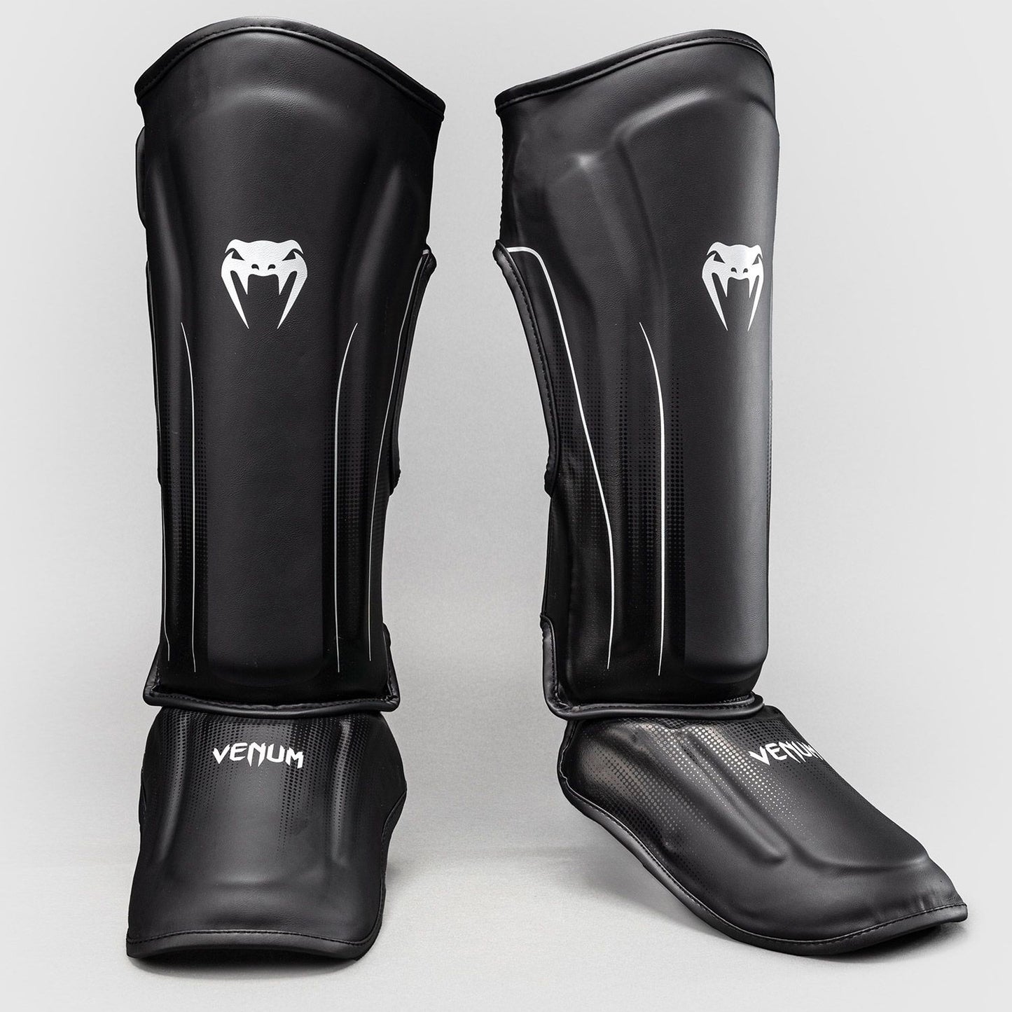 Venum Stealth Shin Guards Black/White - The Fight Club