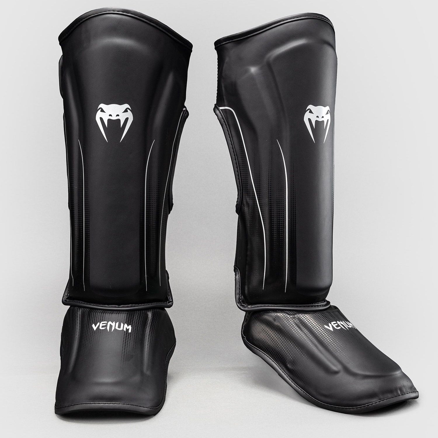 Venum Stealth Shin Guards Black/White - The Fight Club