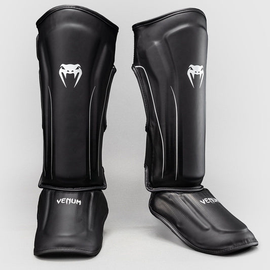 Venum Stealth Shin Guards Black/White - The Fight Club