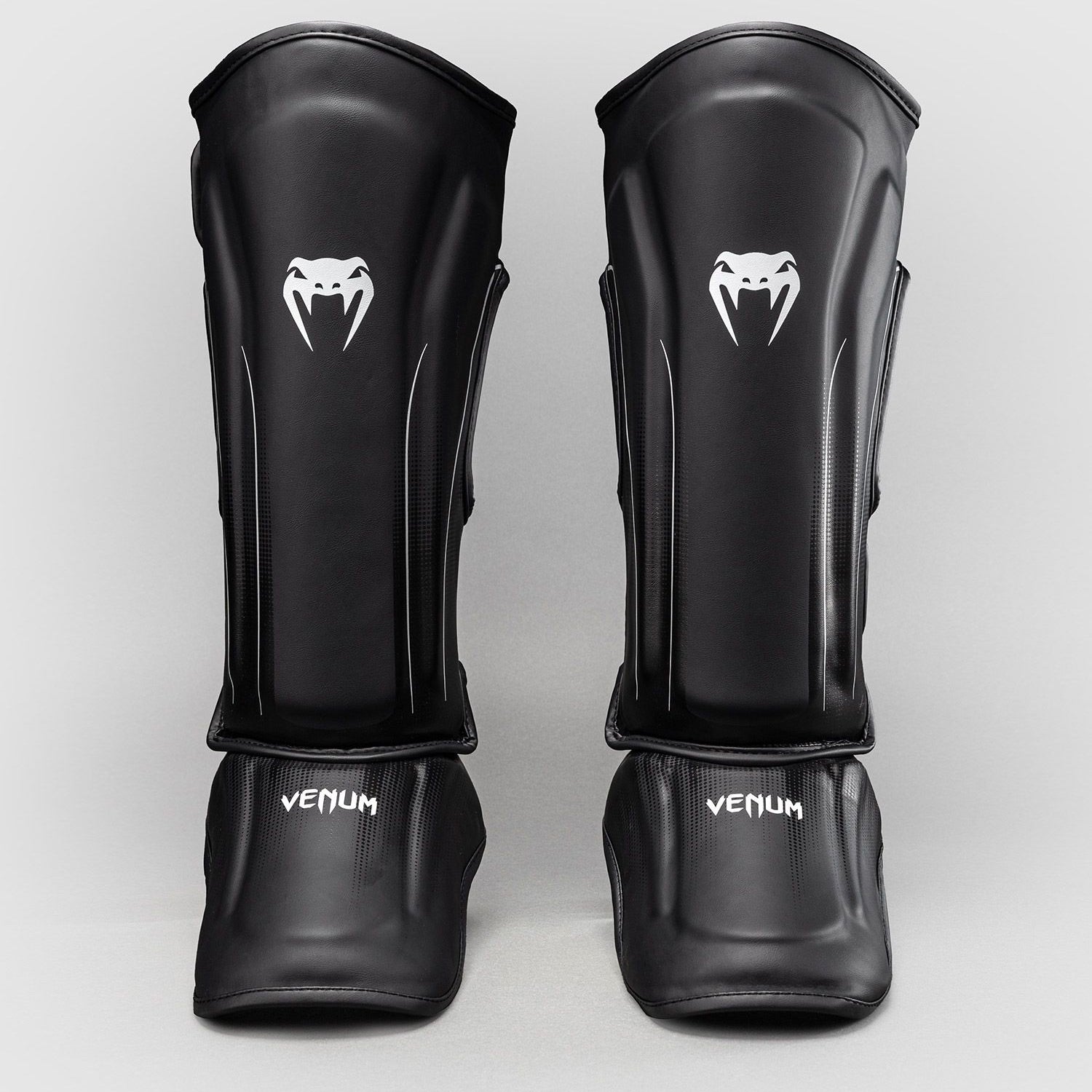 Venum Stealth Shin Guards Black/White - The Fight Club