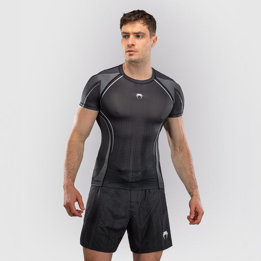 Venum Stealth Short Sleeve Rash Guard Black/White - The Fight Club