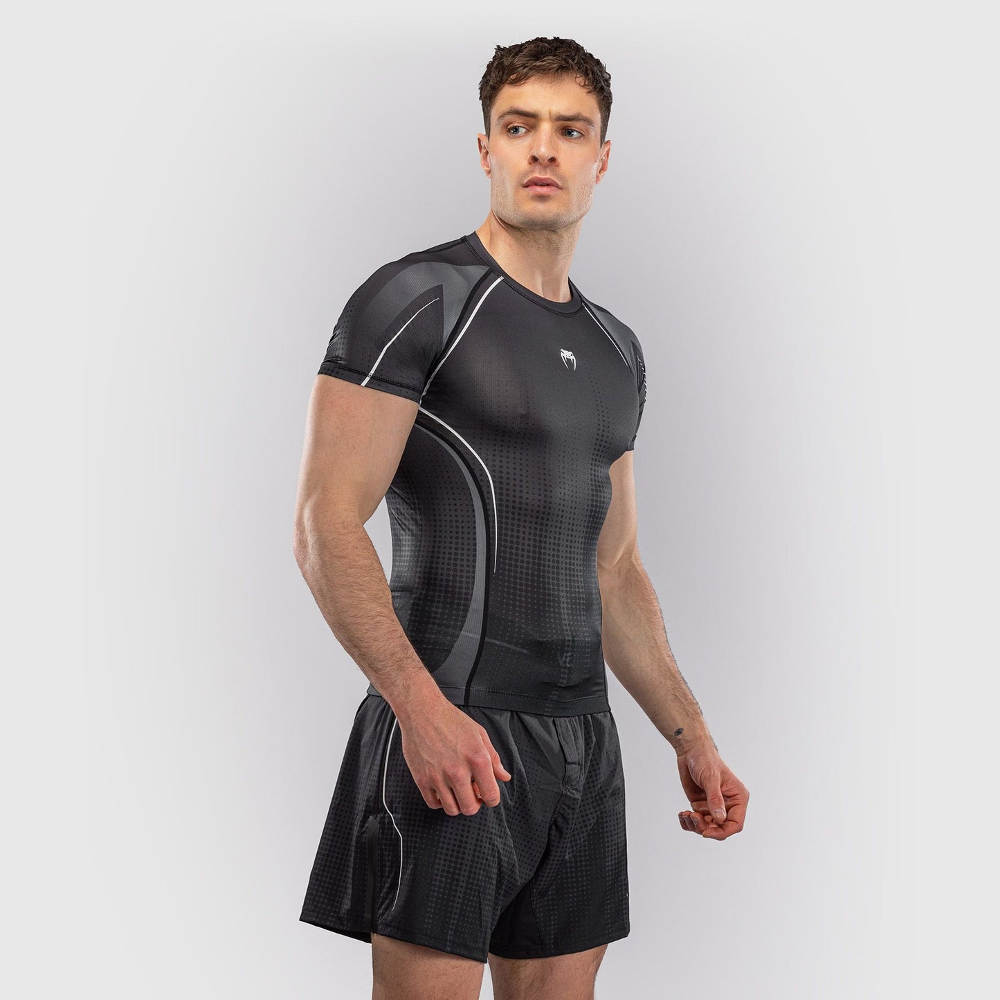 Venum Stealth Short Sleeve Rash Guard Black/White - The Fight Club