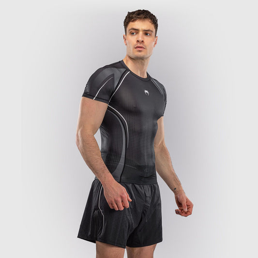 Venum Stealth Short Sleeve Rash Guard Black/White - The Fight Club
