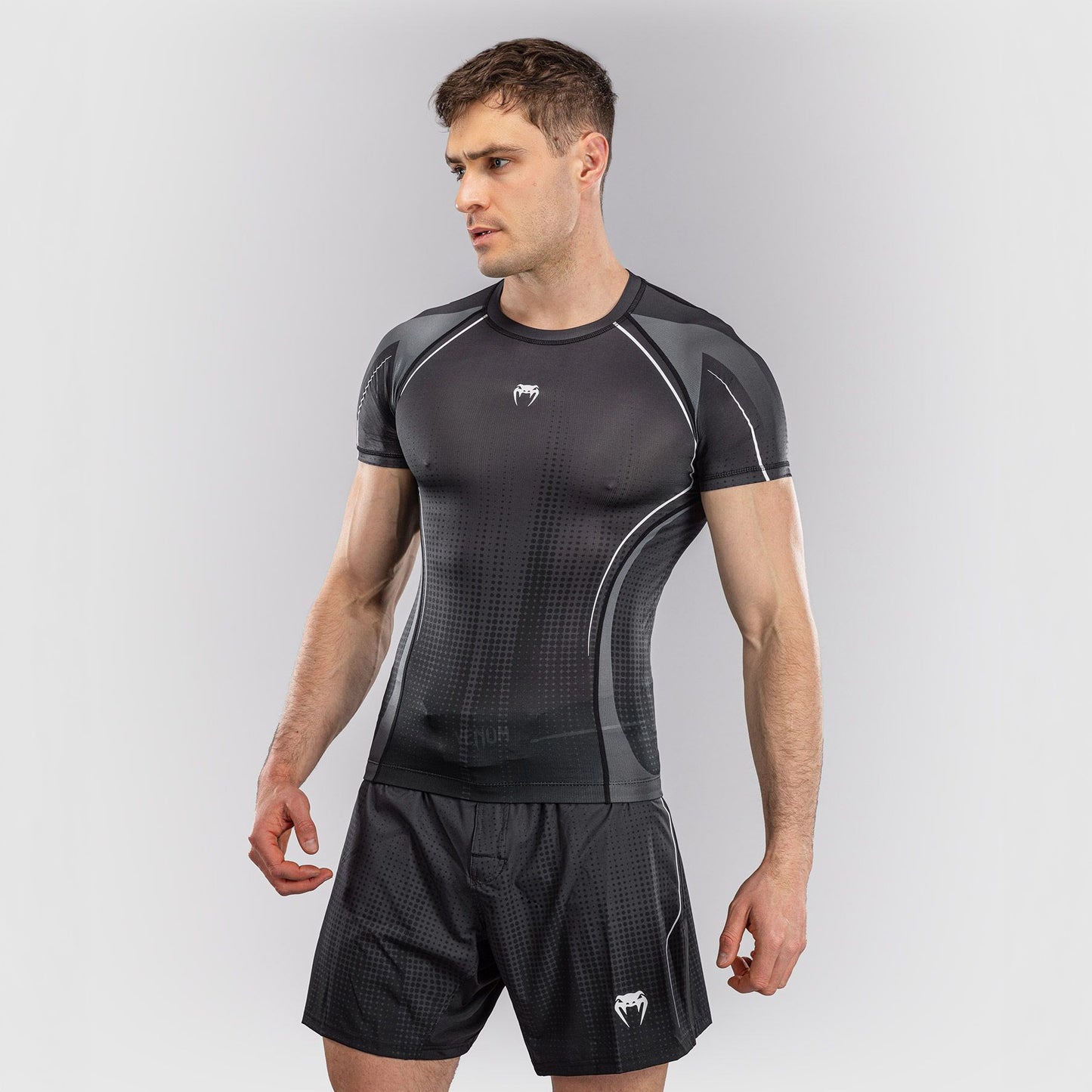 Venum Stealth Short Sleeve Rash Guard Black/White - The Fight Club