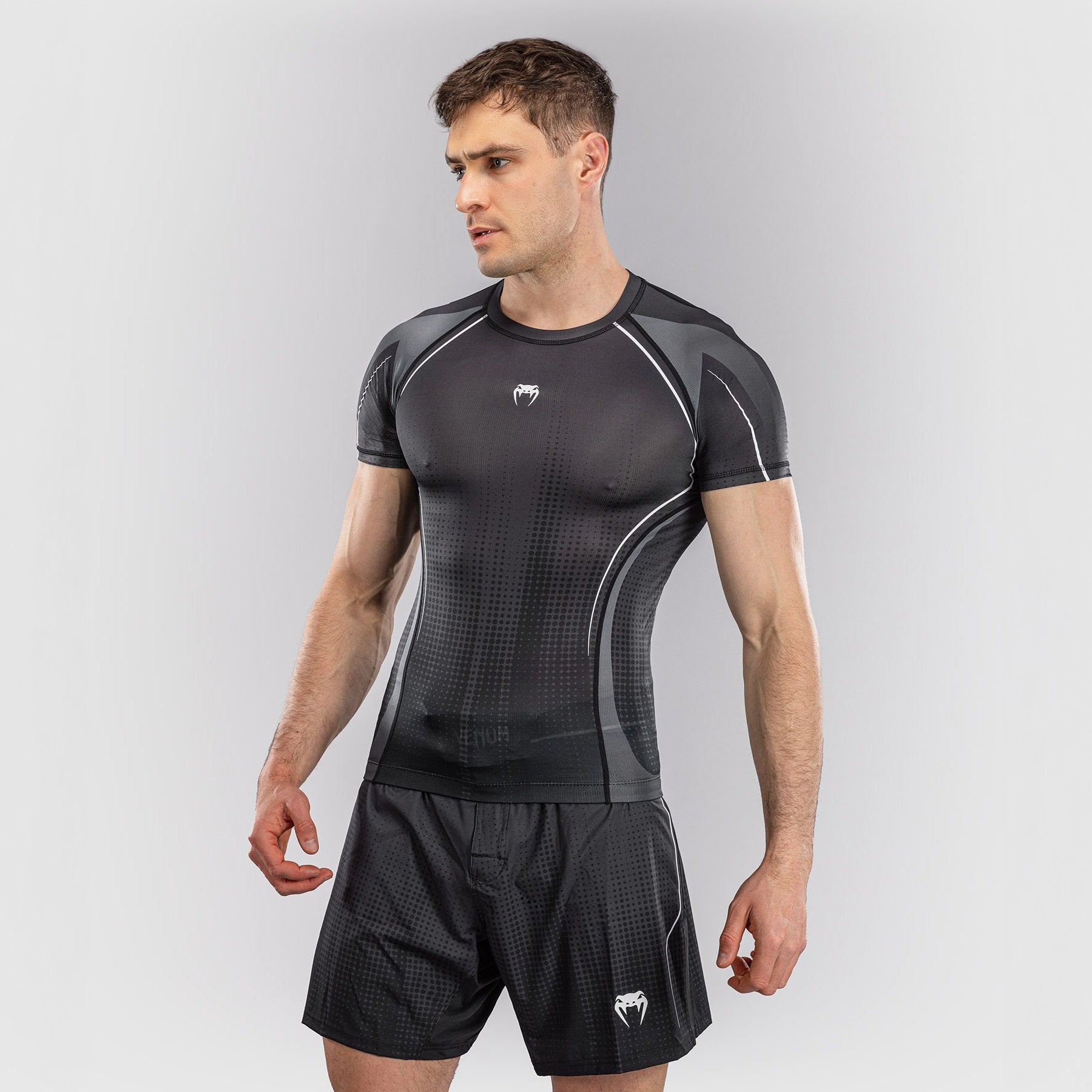 Venum Stealth Short Sleeve Rash Guard Black/White - The Fight Club