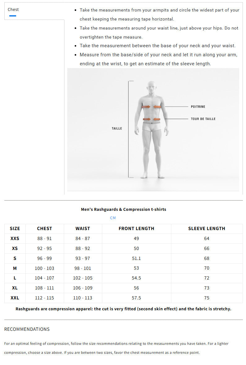 Venum Stealth Short Sleeve Rash Guard Black/White Size Guide - The Fight Club