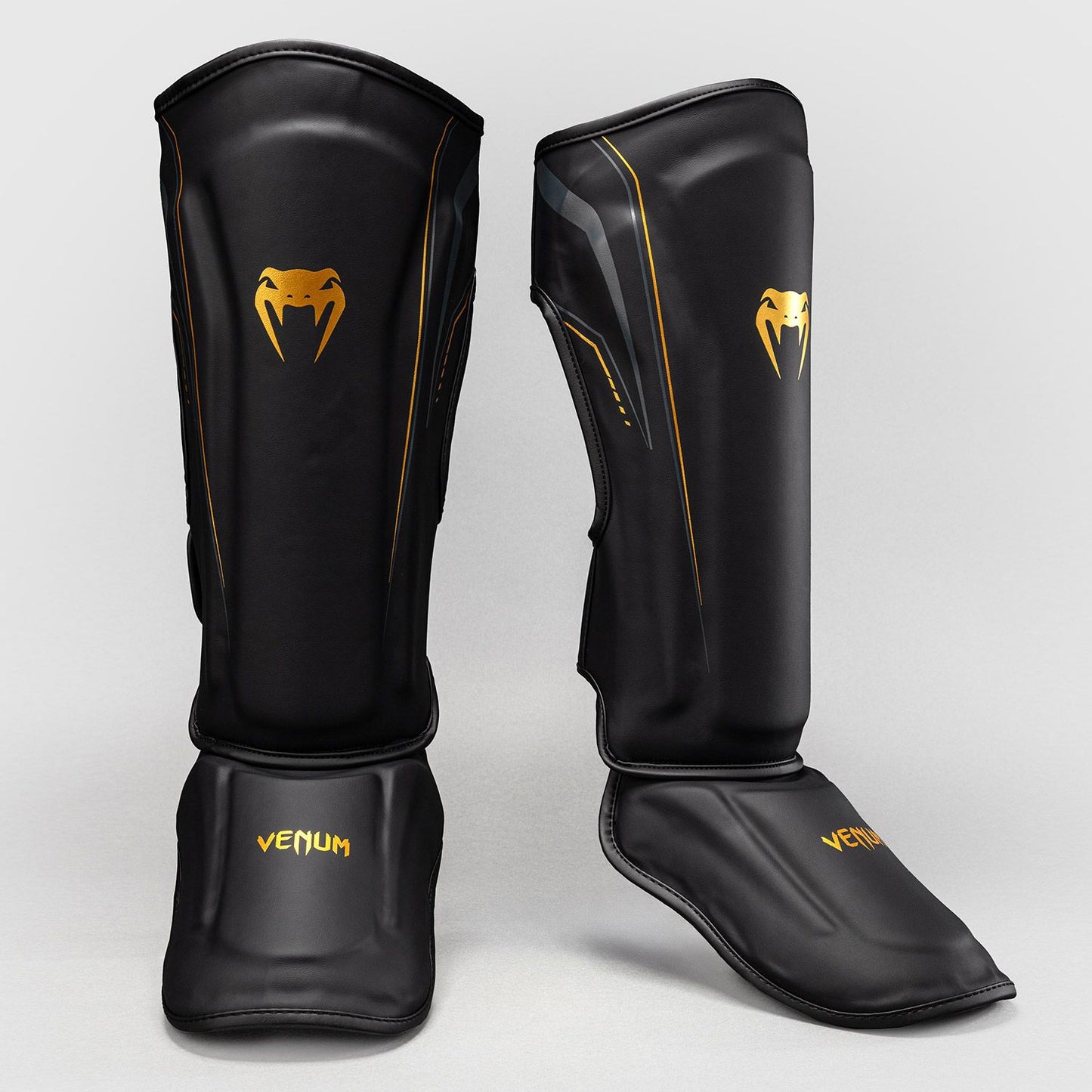 Venum Streamline Shin Guards Black/Gold - The Fight Club