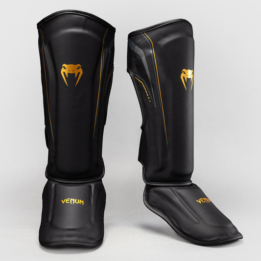 Venum Streamline Shin Guards Black/Gold - The Fight Club