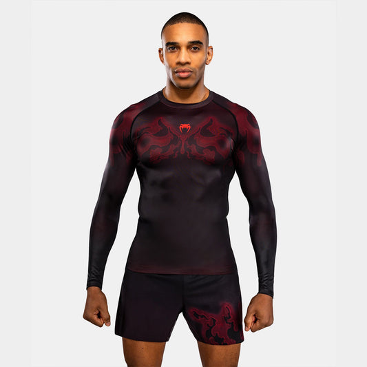 Venum Spectre Long Sleeve Rash Guard Black/Red - The Fight Club