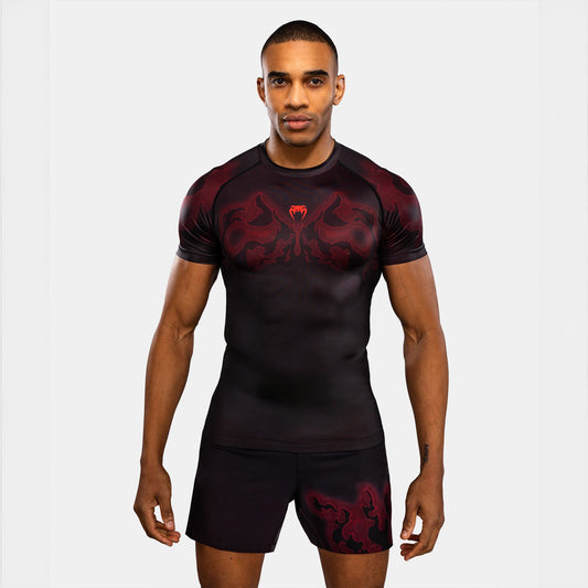 Venum Spectre Short Sleeve Rash Guard Black/Red - The Fight Club