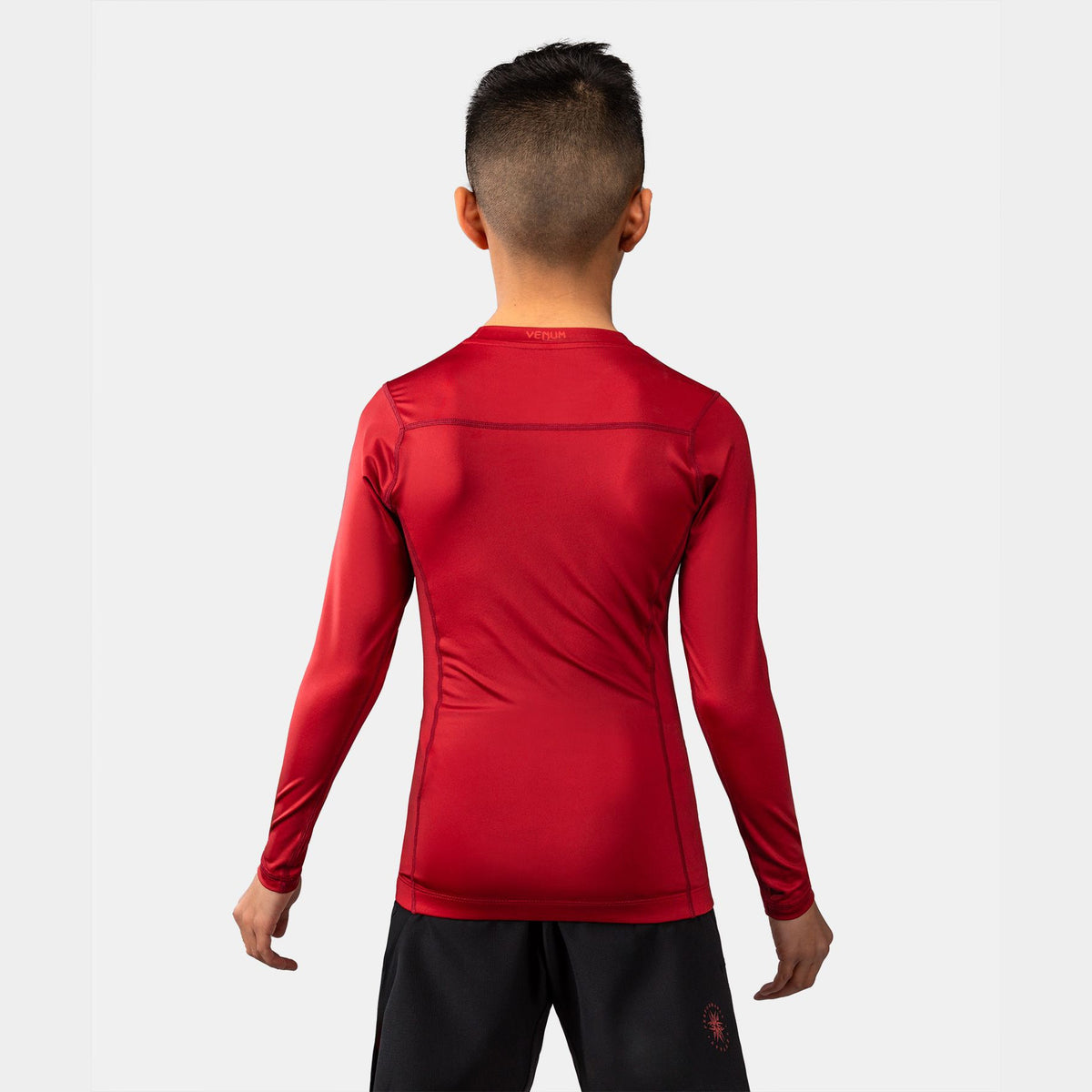 Venum Attack Kids Long Sleeve Rash Guard Black/Red - The Fight Club