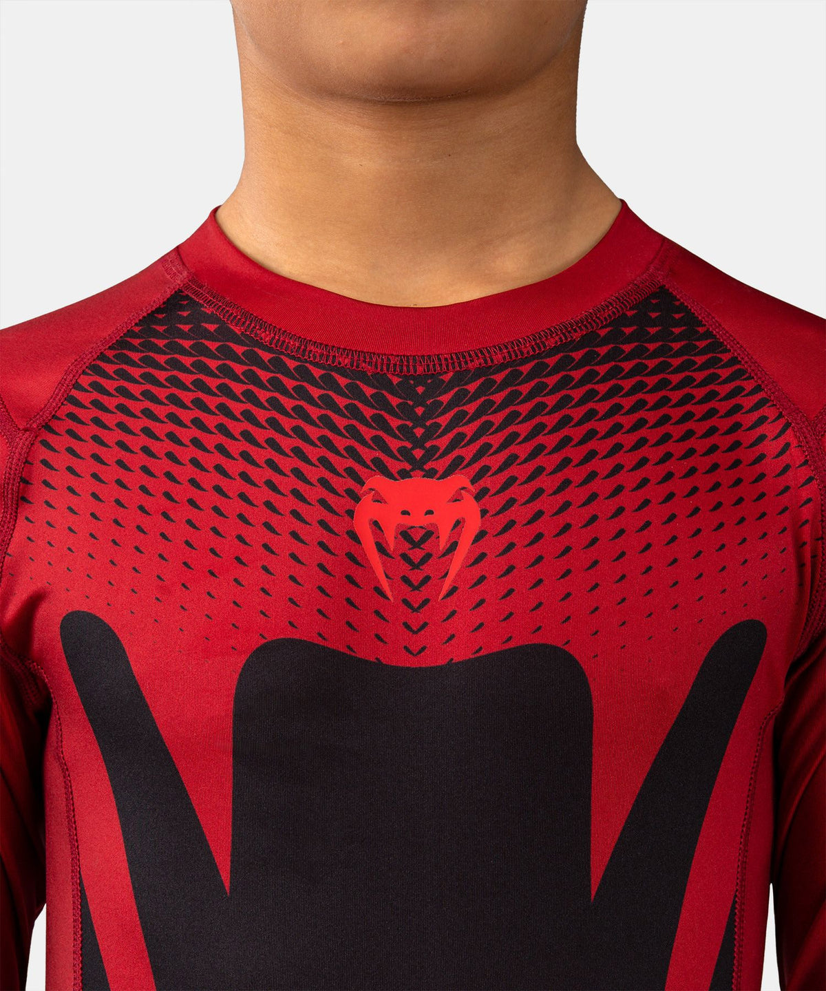 Venum Attack Kids Long Sleeve Rash Guard Black/Red - The Fight Club