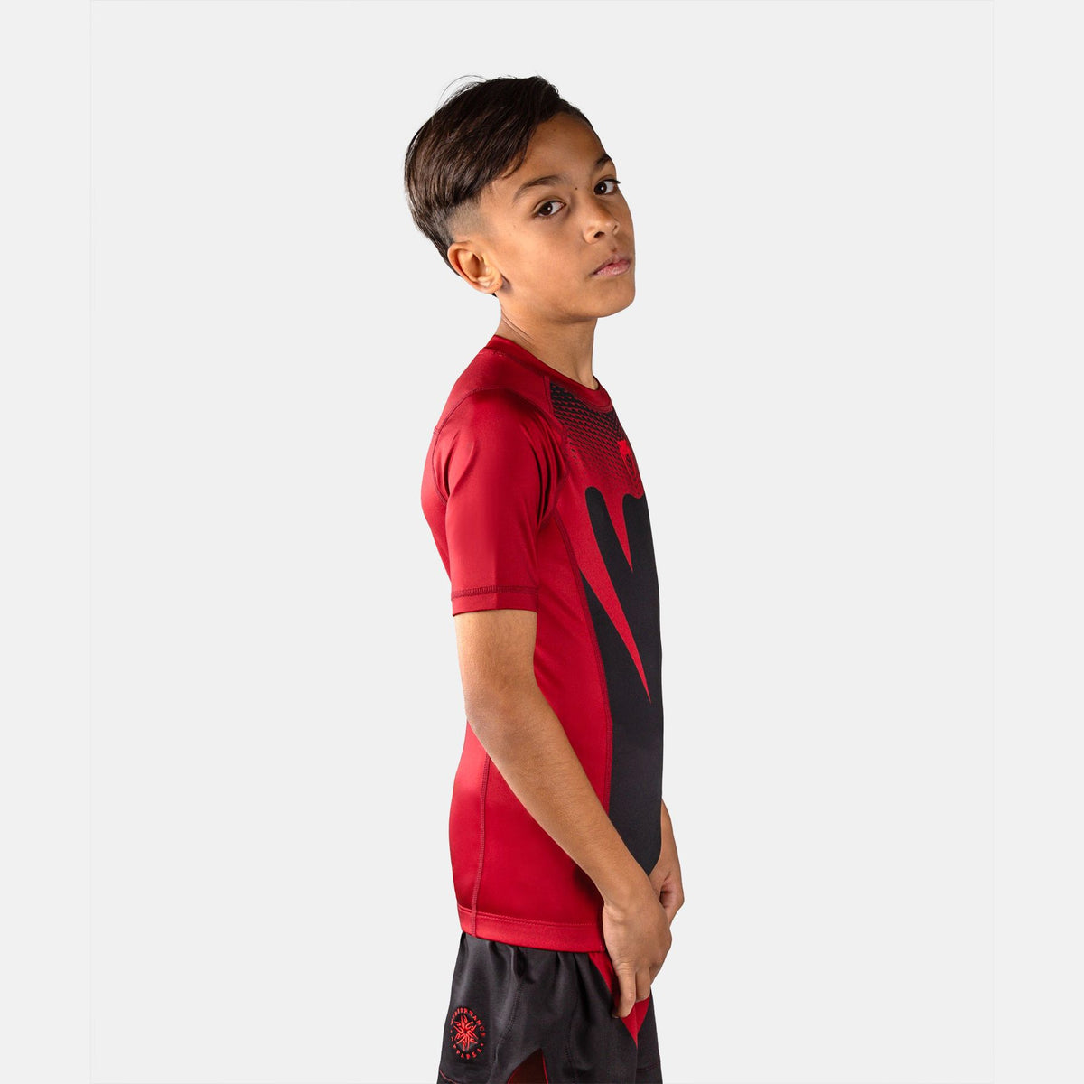 Venum Attack Kids Short Sleeve Rash Guard Black/Red - The Fight Club
