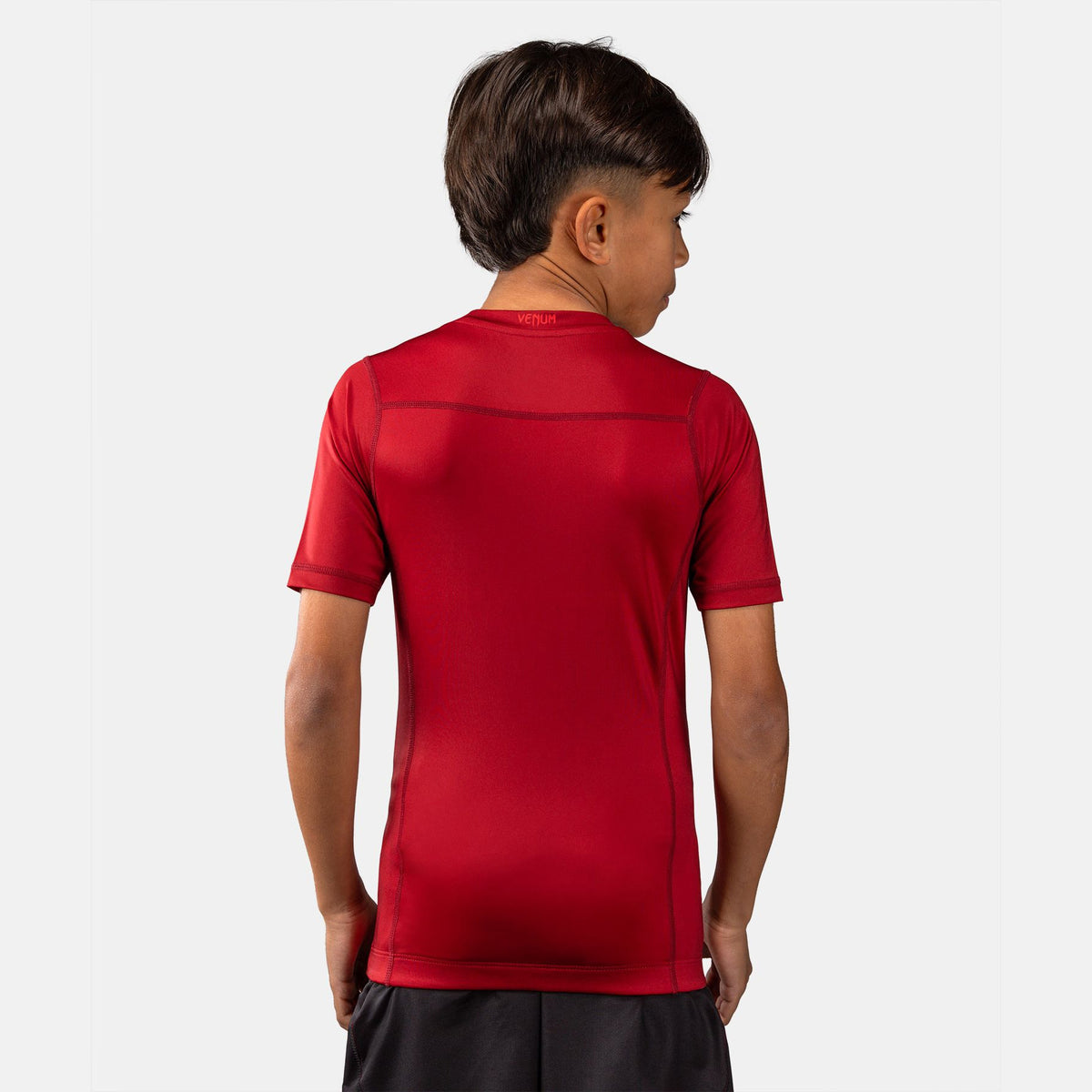 Venum Attack Kids Short Sleeve Rash Guard Black/Red - The Fight Club