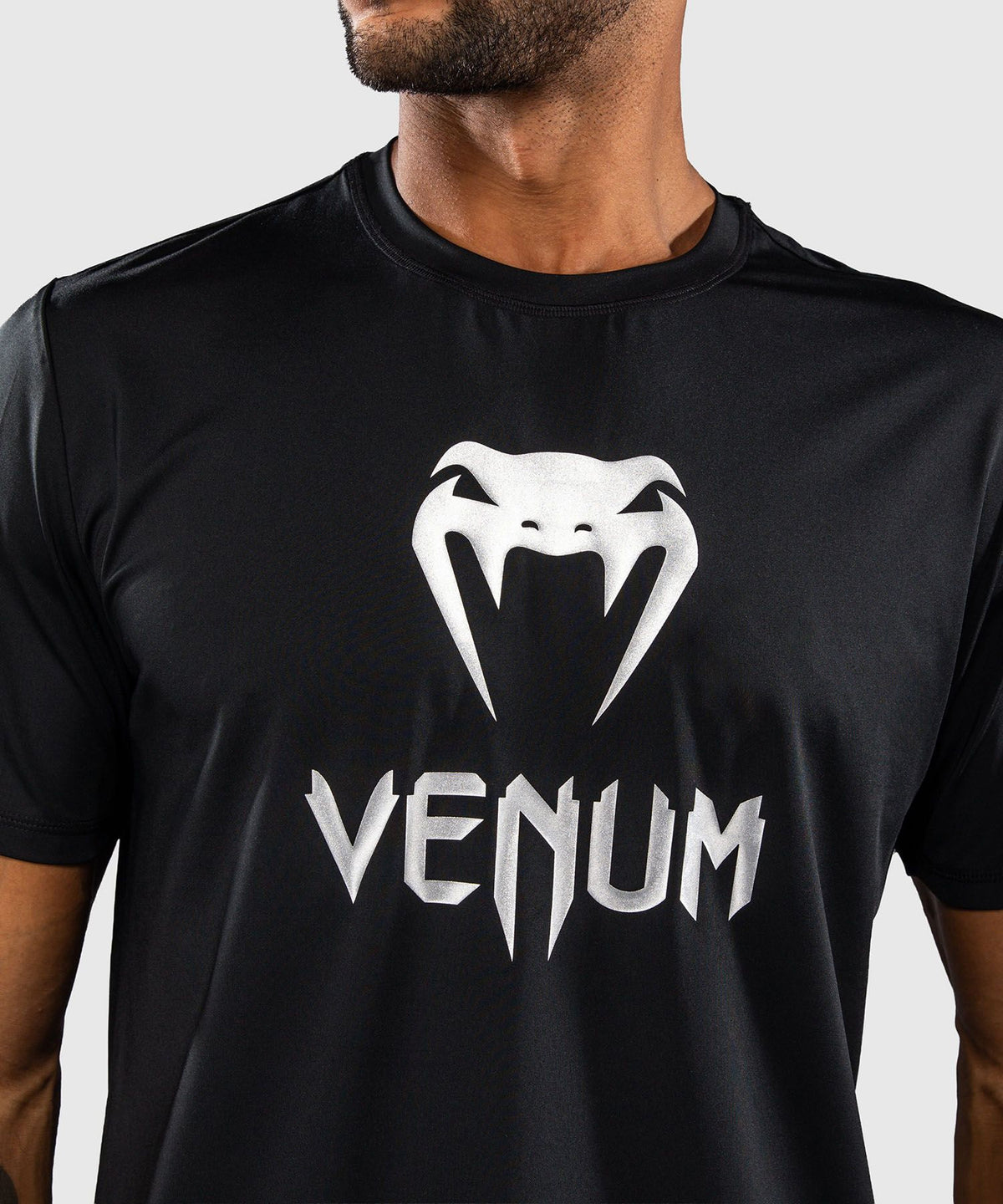 Venum Classic Dry Tech T-Shirt Black/Silver - The Fight Club